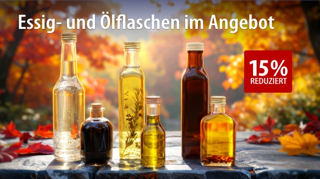 Essig- und Ölflaschen im Angebot - 15% reduziert