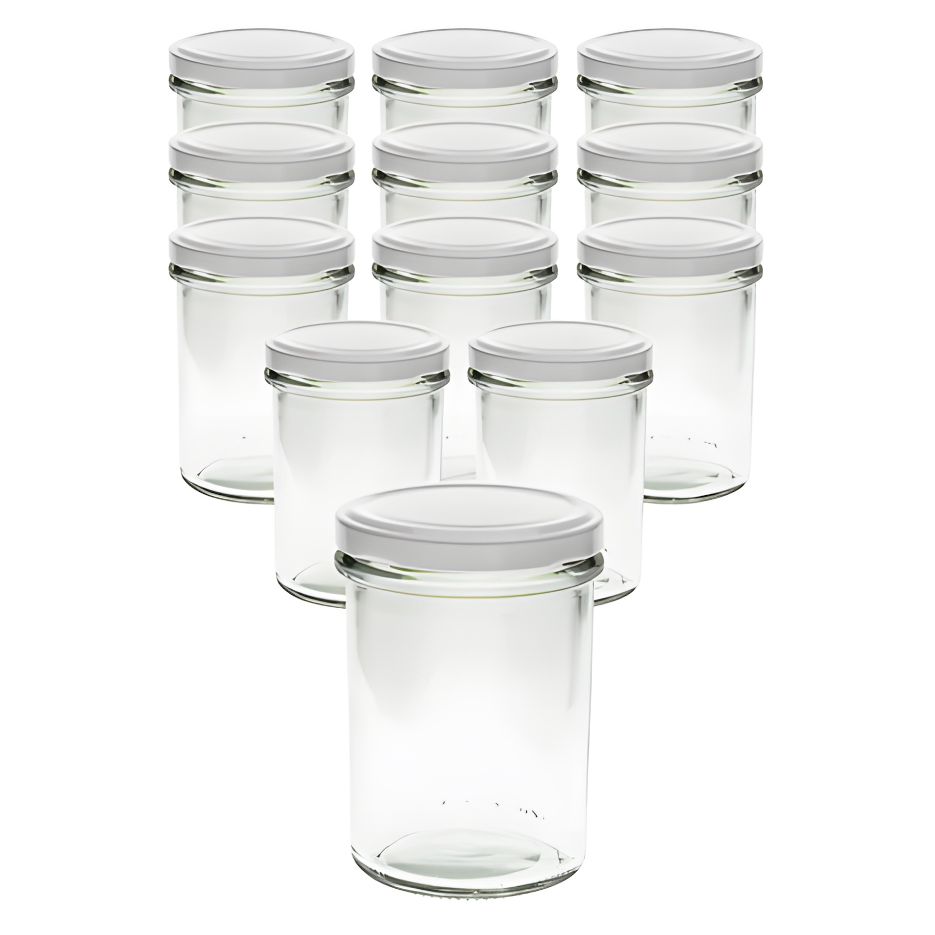 12er Set Sturzglas 230 ml hoch mit Deckel weiß