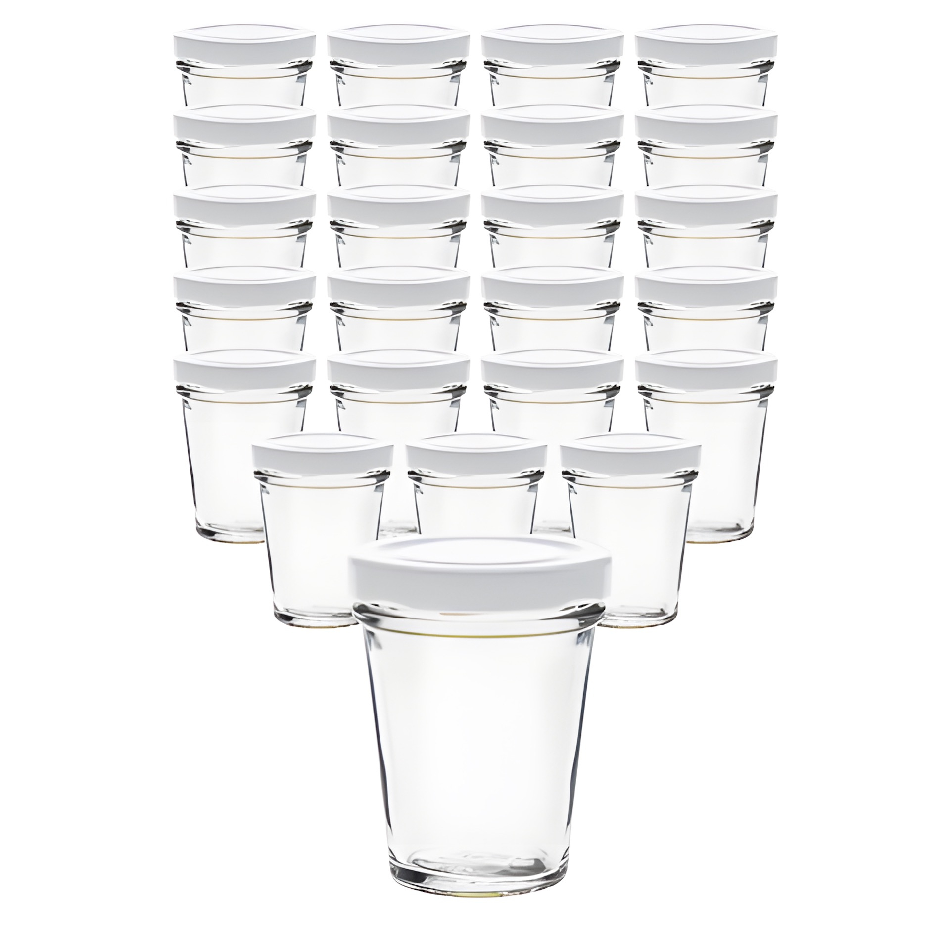 24er Set Becherglas 65 ml TO 58 mit Deckel weiß