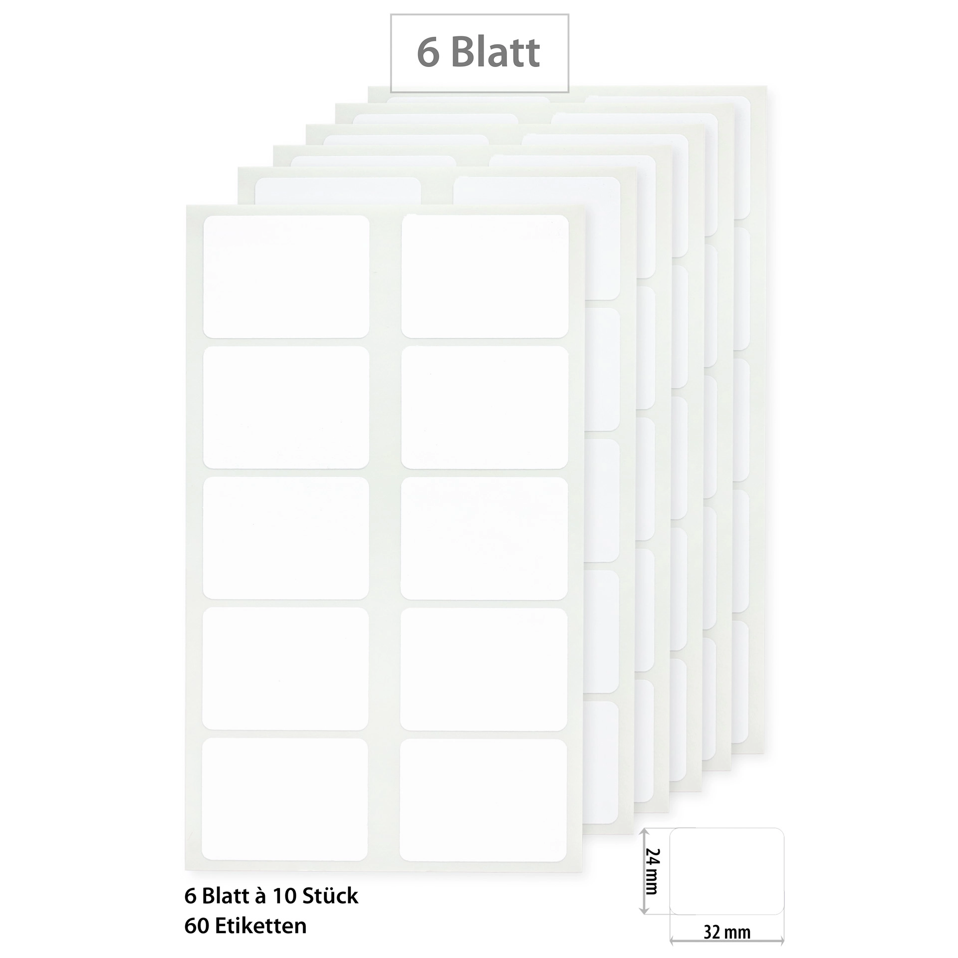 Etiketten 32 x 24 mm, weiß, 60 Stück