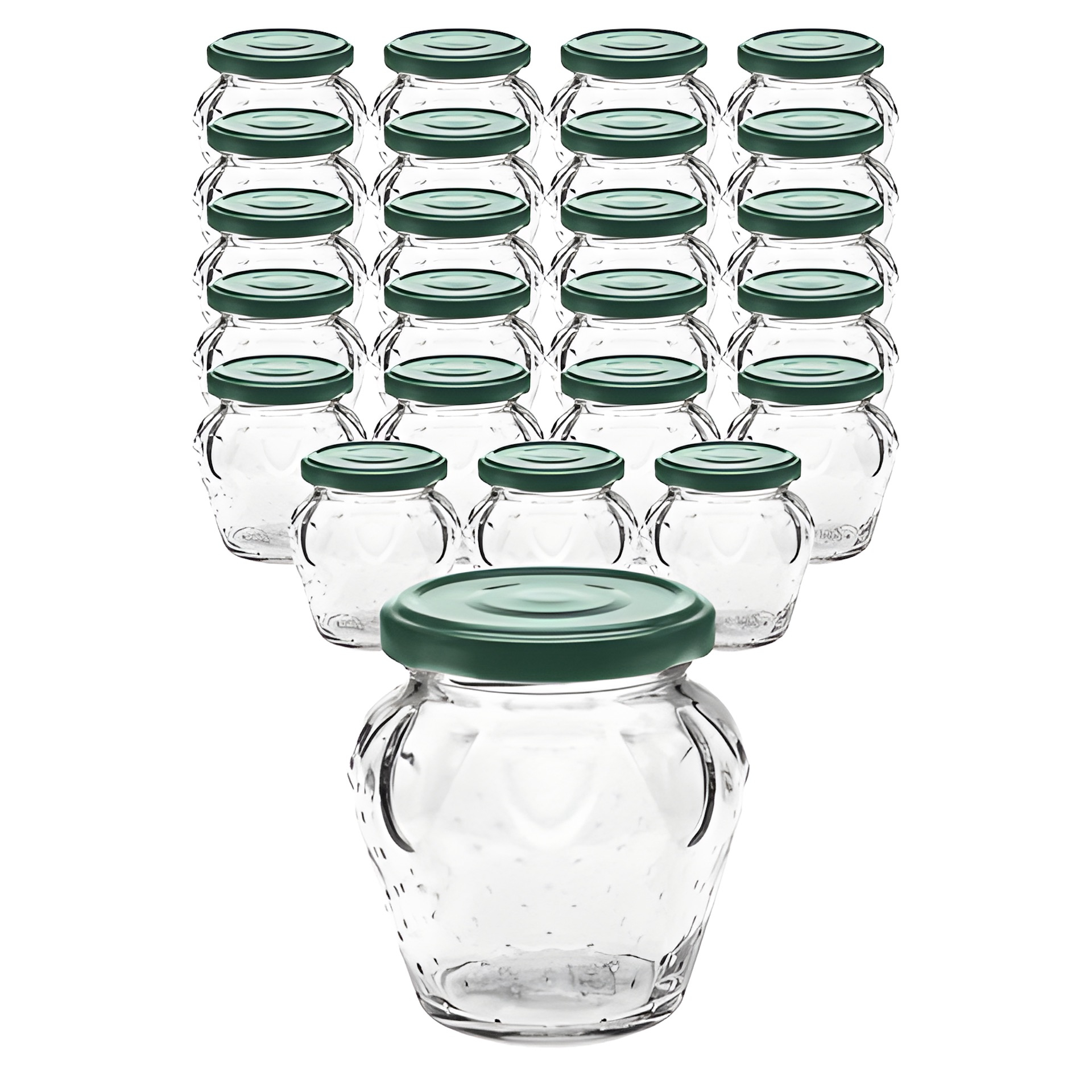 24er Set Erdbeerglas 230 ml mit Deckel grün