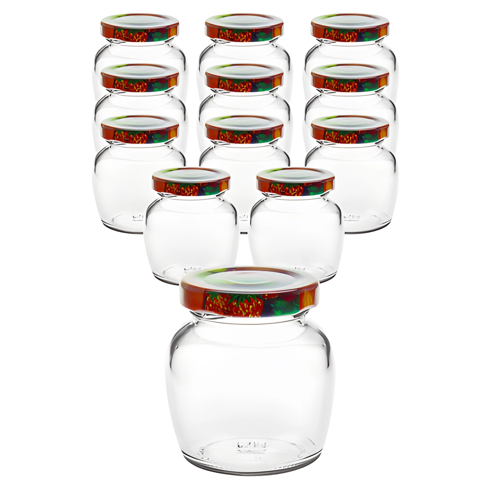 12er Set Schmuckglas 106 ml mit Deckel Obstdekor