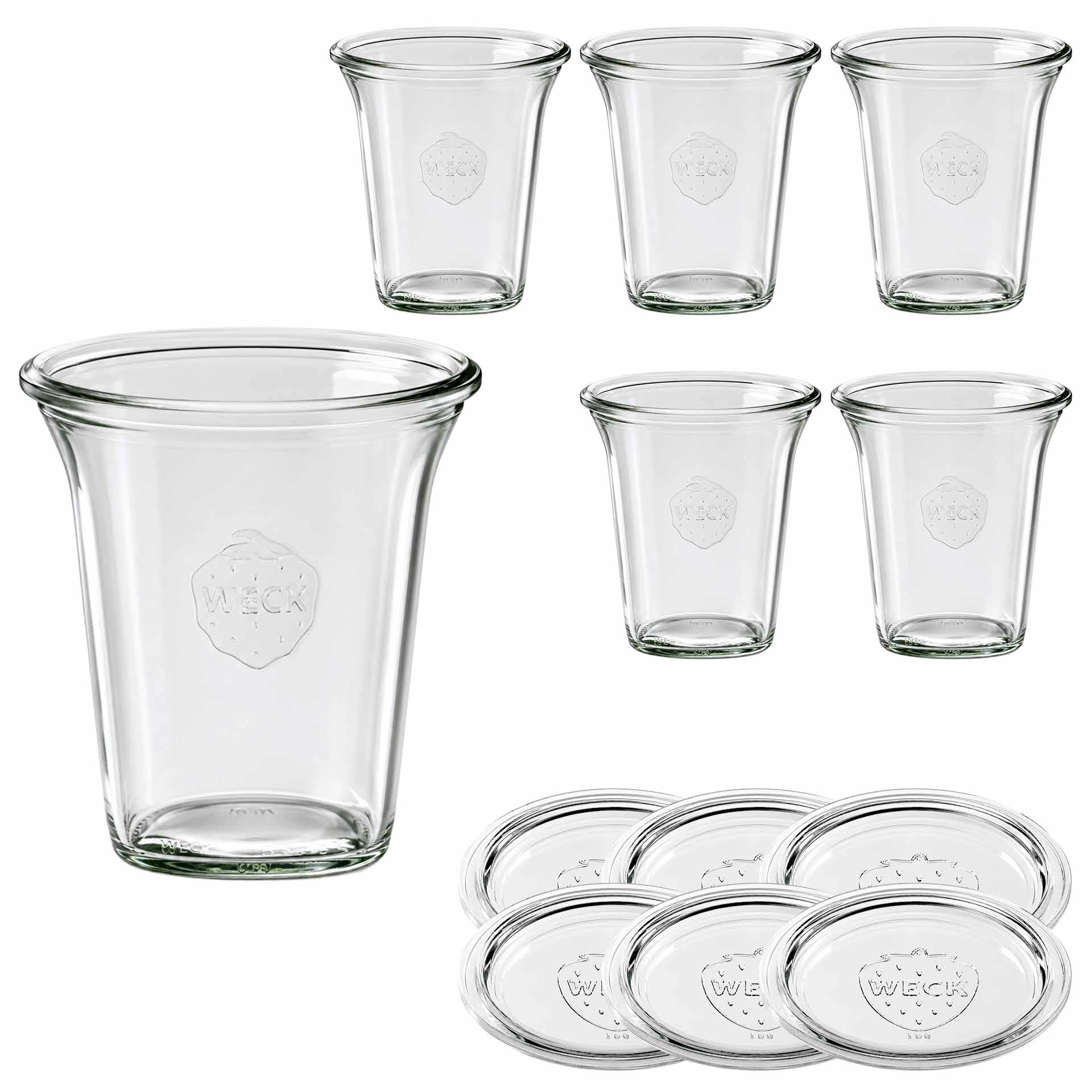 WECK-Quadroglas 545 ml mit Glasdeckel, 6 Stück