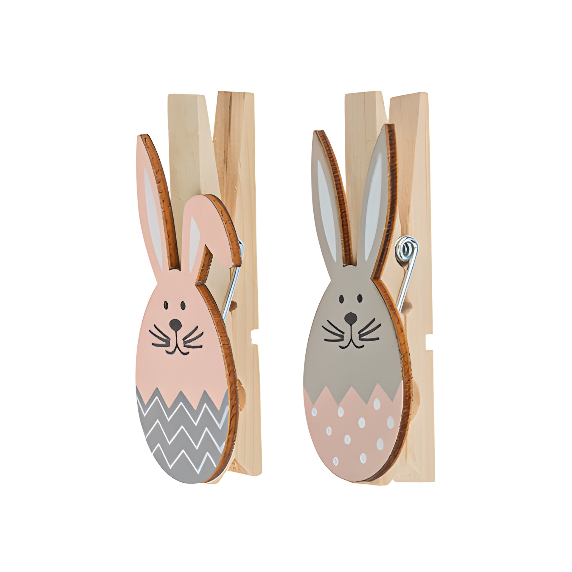 Deko-Holzklammer 'Ostereier-Hasen', 7 cm, 8 Stück