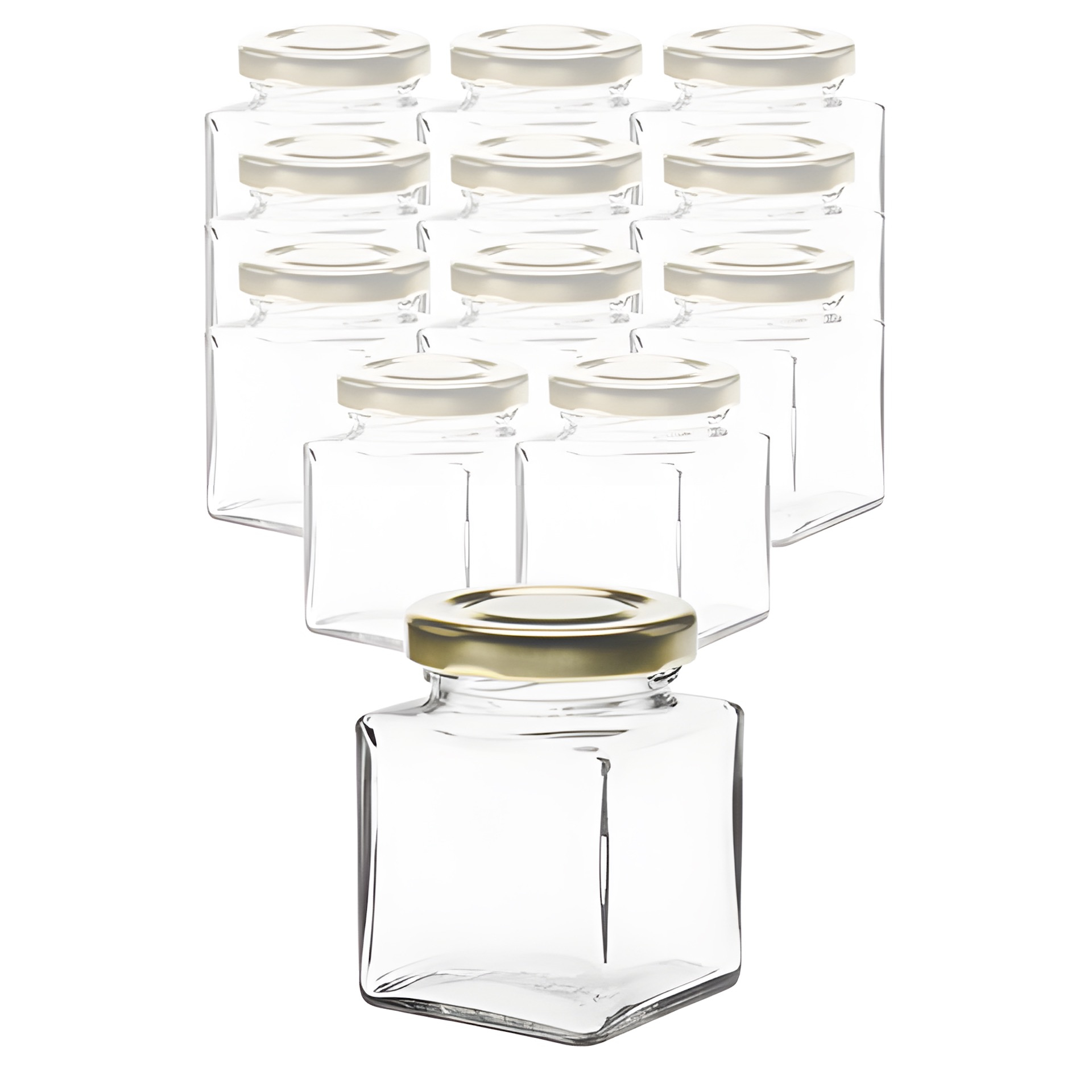 Set Quadratglas 106 ml mit Deckel