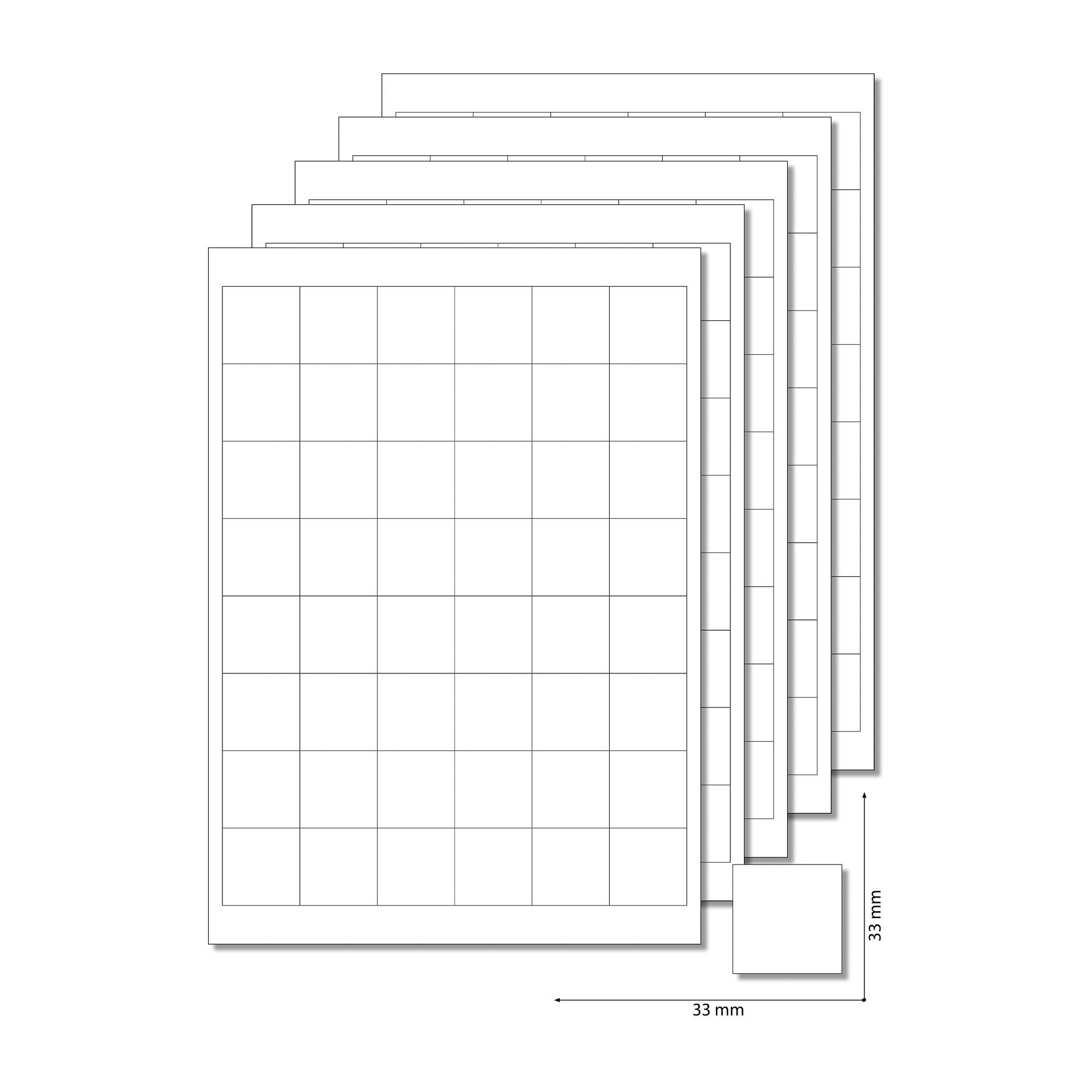 Etiketten 33 x 33 mm weiß -  5 Blatt A4