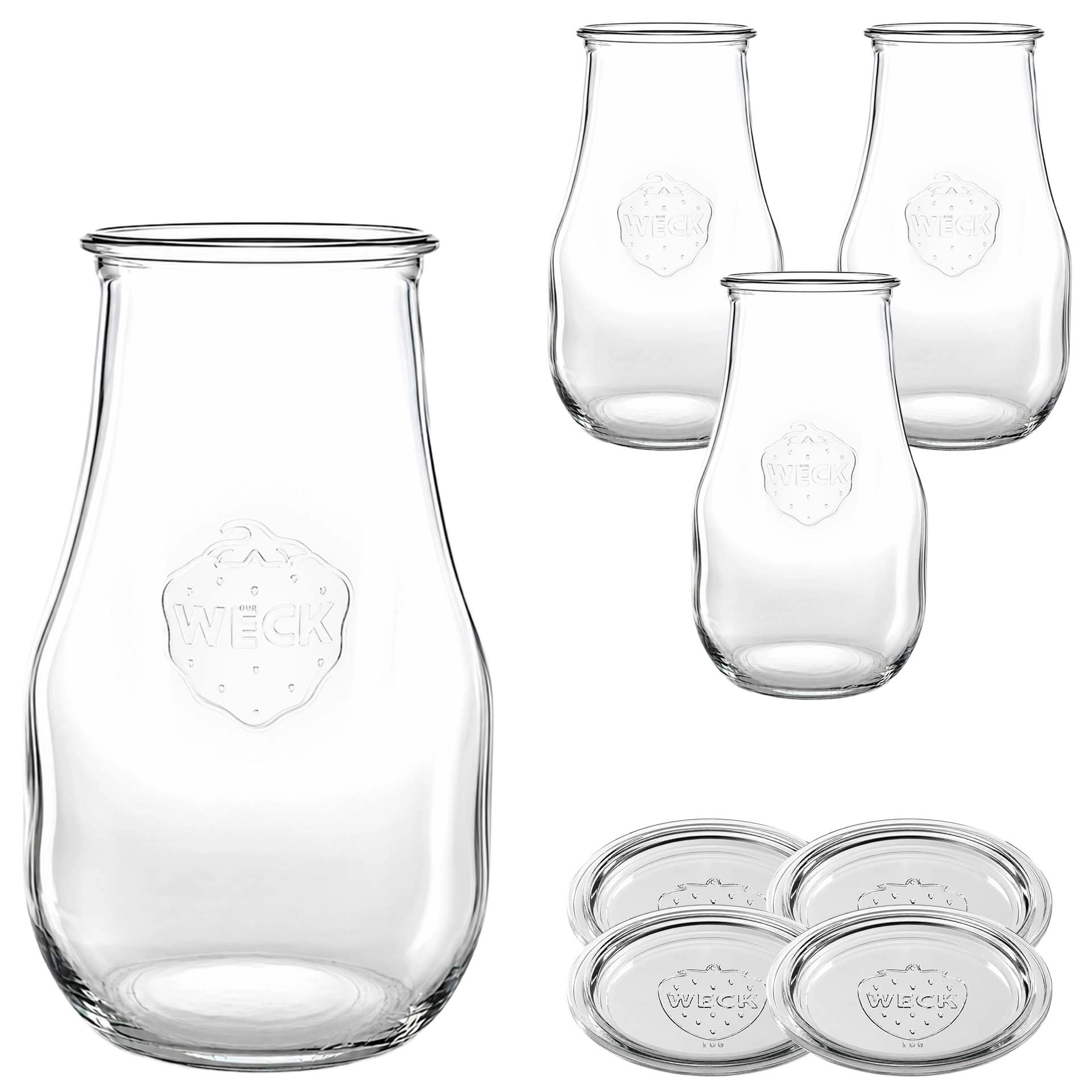 WECK-Tulpenglas 1750 ml mit Glasdeckel, 4 Stück