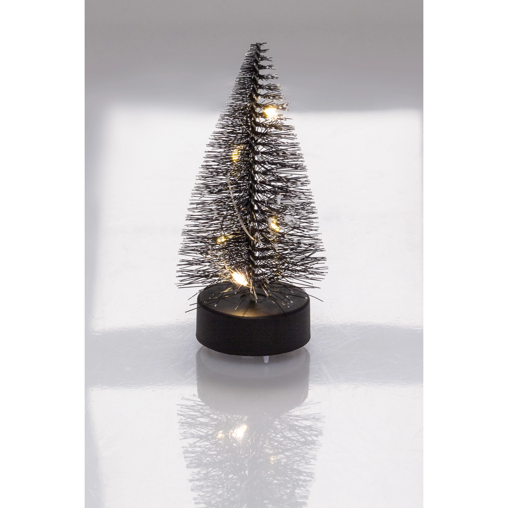 Deko-Tannenbaum mit 5 LEDs, 10 cm, schwarz