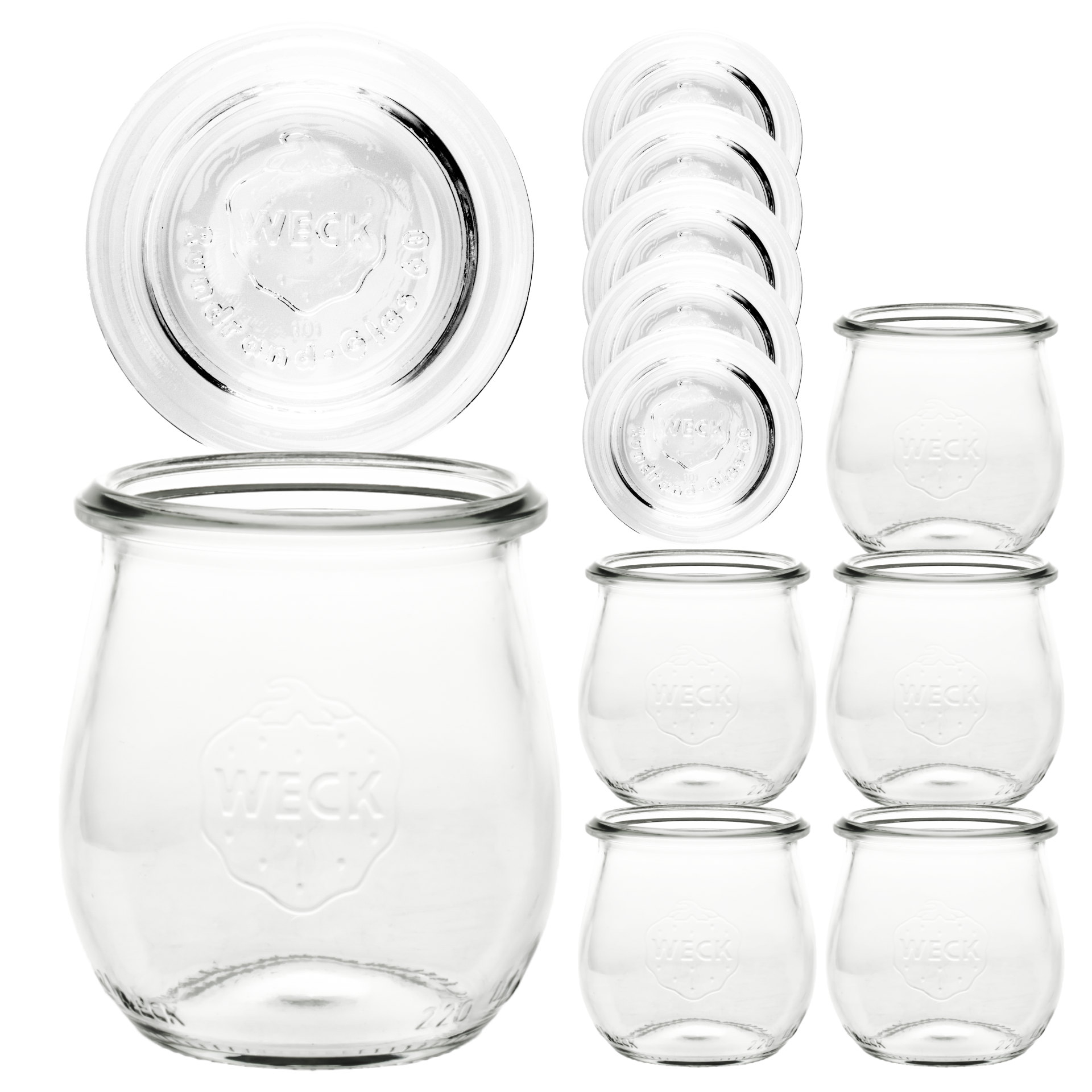 WECK-Mini-Tulpenglas 220 ml + Glasdeckel, 6er Set