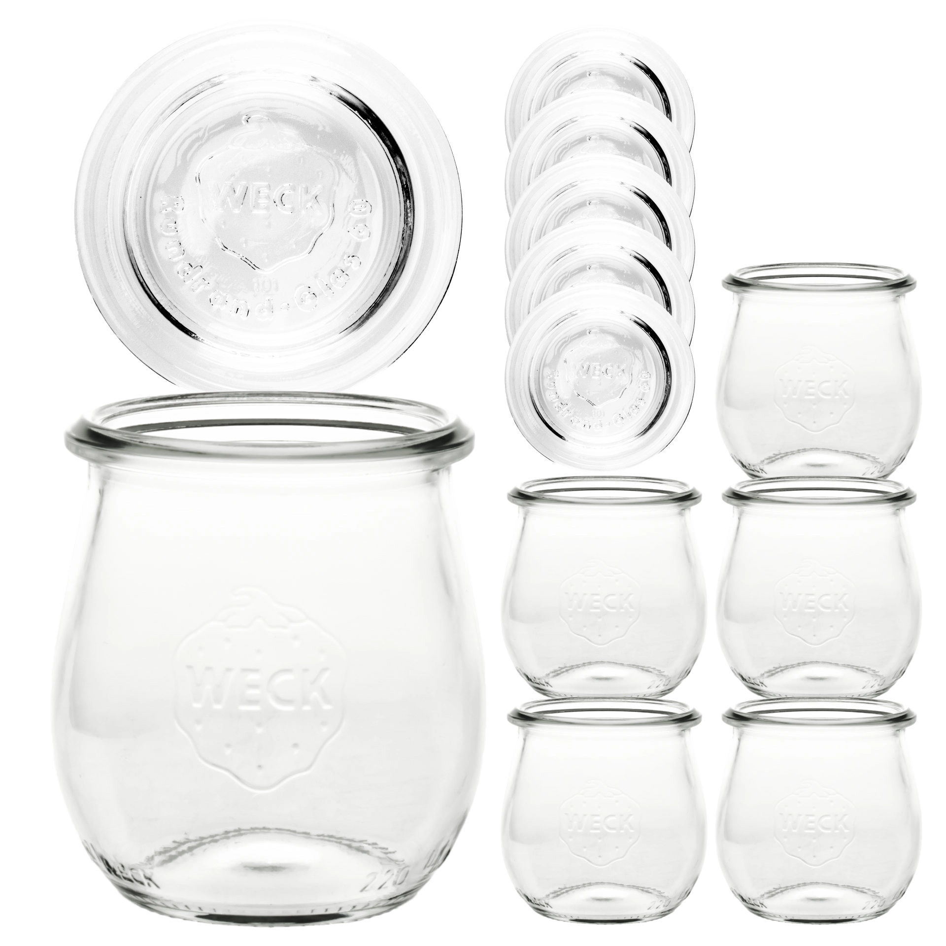 WECK-Mini-Tulpenglas 220 ml + Glasdeckel, 6er Set