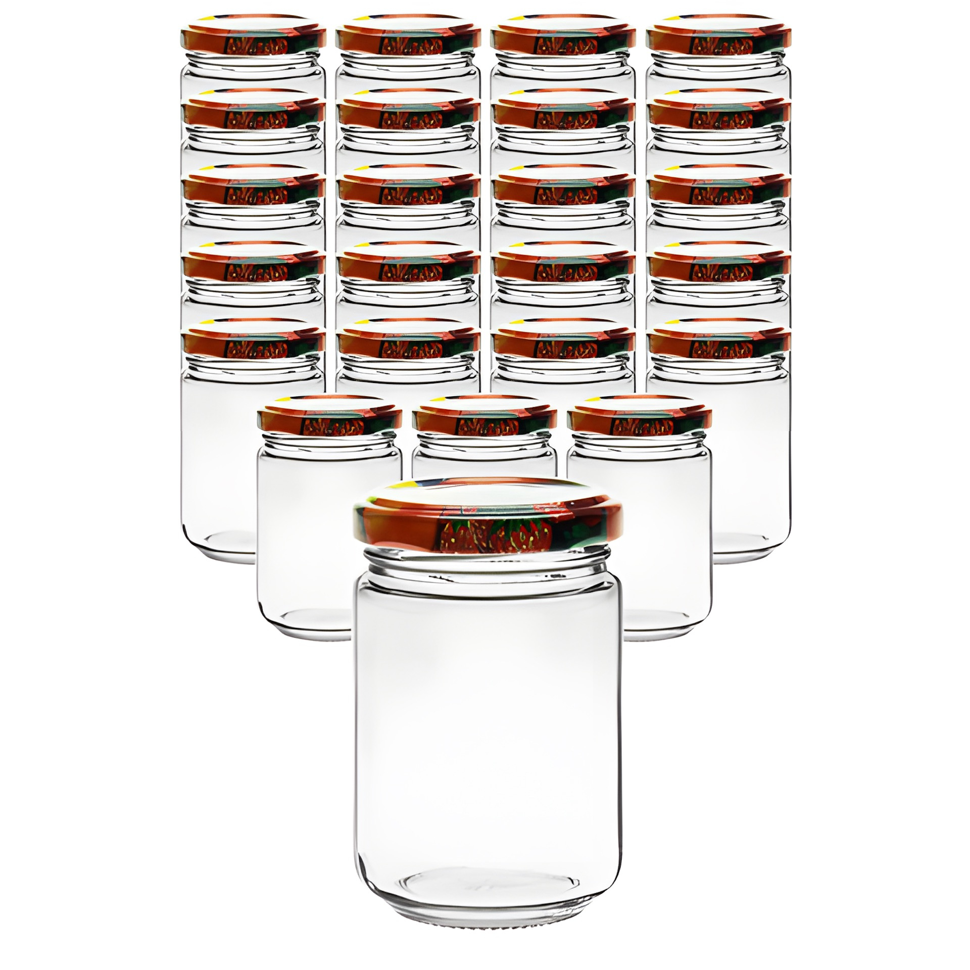 24er Set Rundglas 156 ml mit Deckel Obstdekor