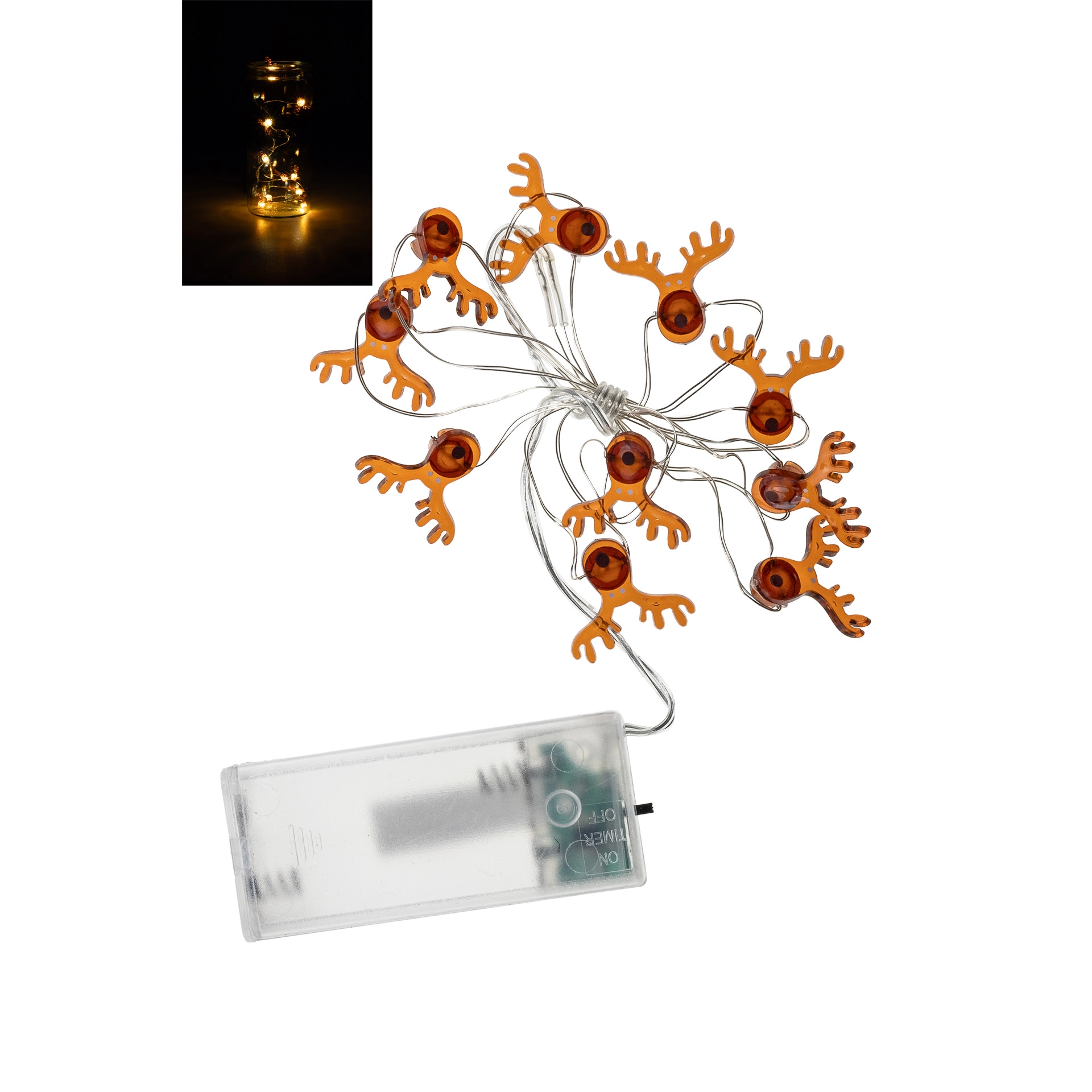 Lichterkette 'Rentiere', 10 LEDs, warmweiß mit Timer