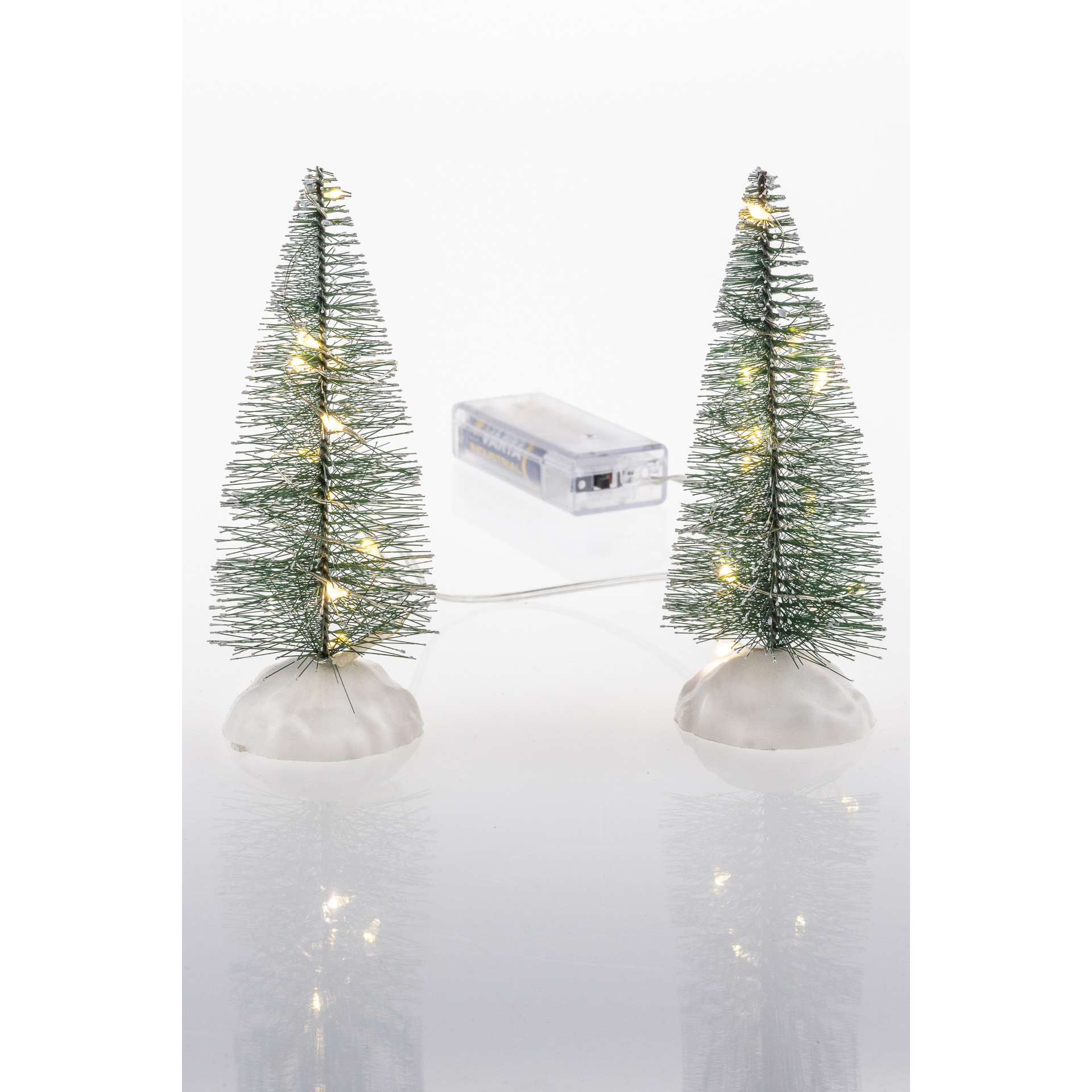 Deko-Tannenbäume mit LED-Lichterkette 14 cm, 2 Stück