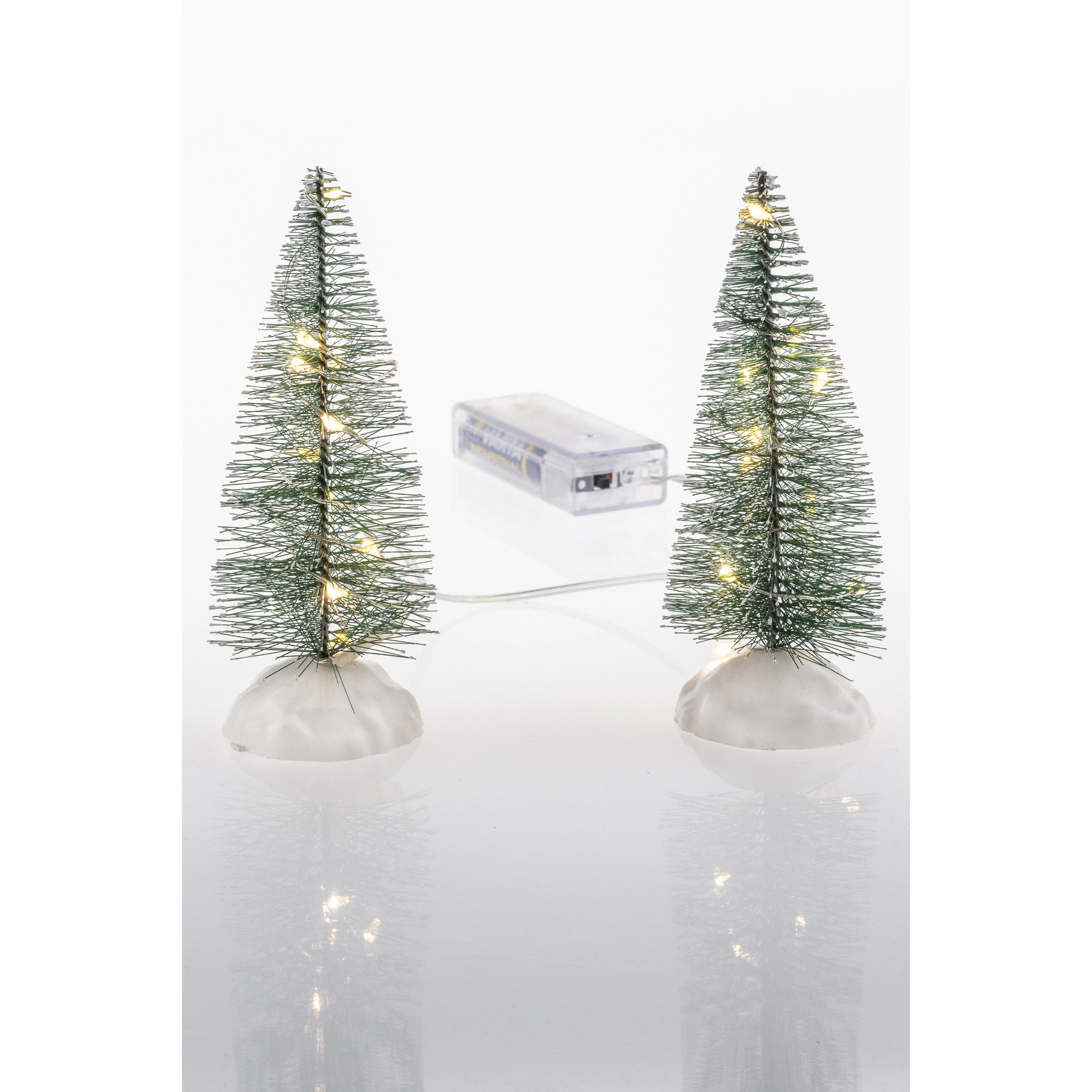 Deko-Tannenbäume mit LED-Lichterkette 14 cm, 2 Stück