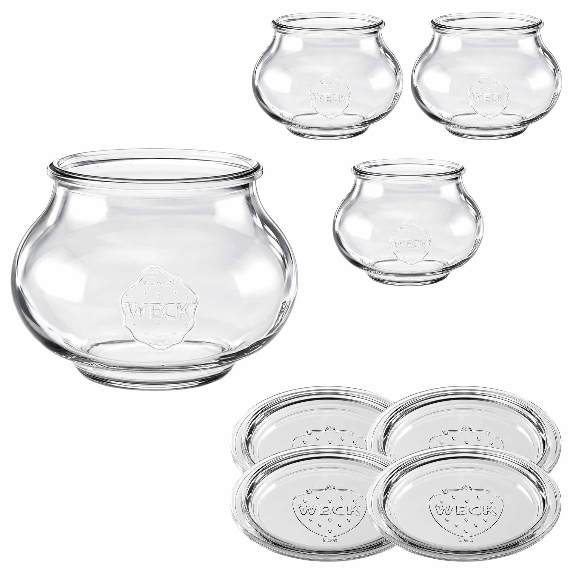 WECK-Schmuckglas 1062 ml mit Glasdeckel, 4 Stück
