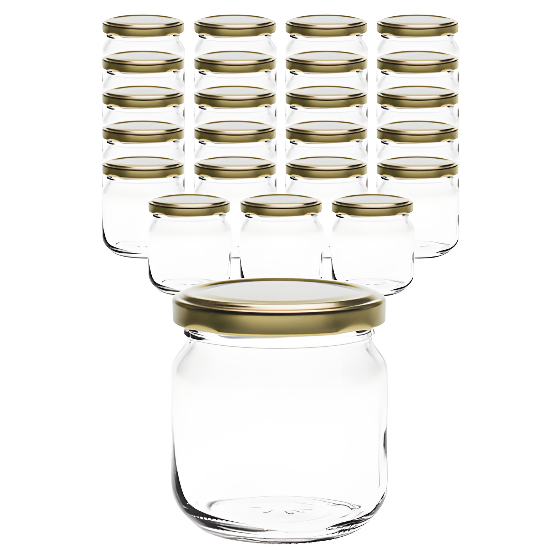 24er Set Rundglas 212 ml nieder mit Deckel gold