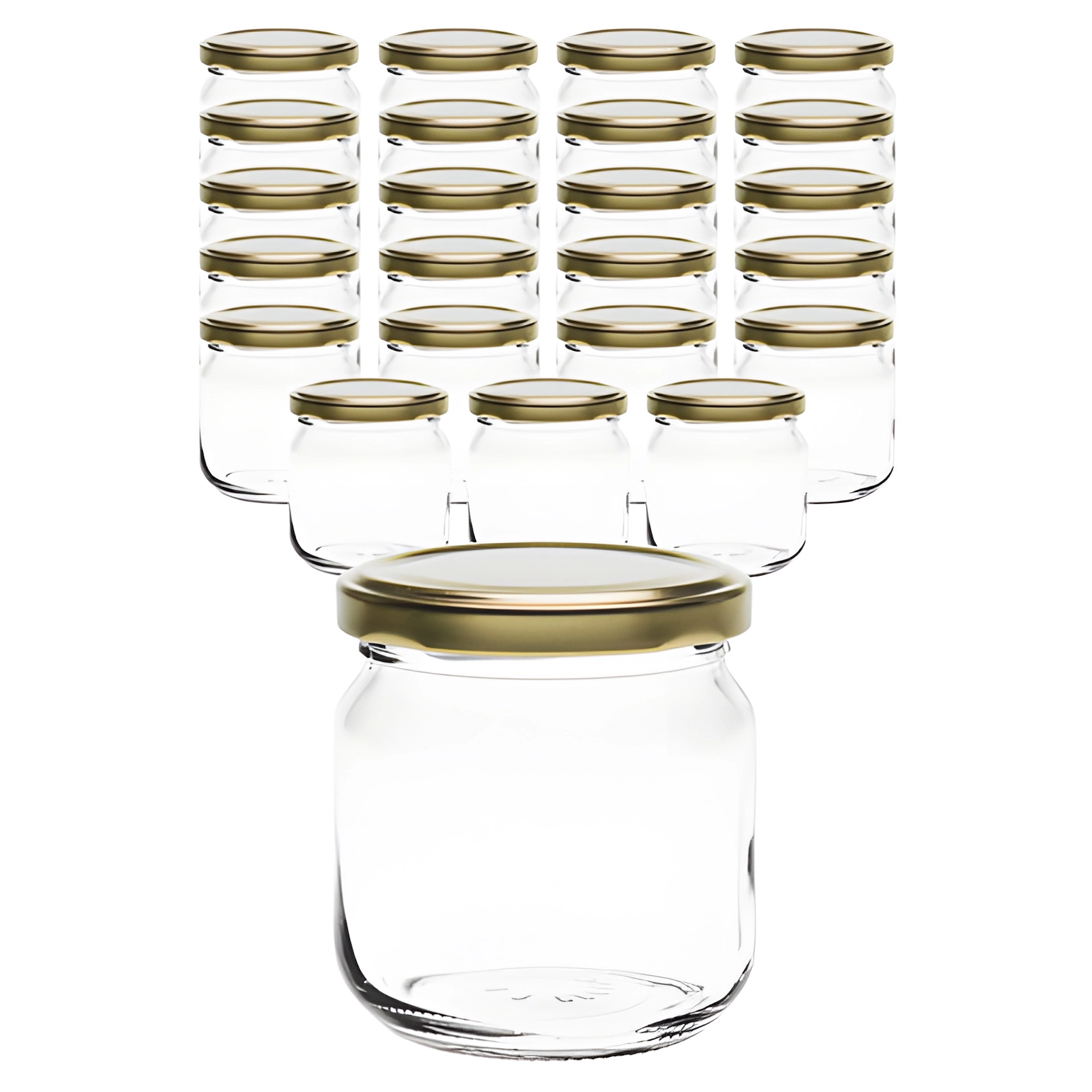 24er Set Rundglas 212 ml nieder mit Deckel gold