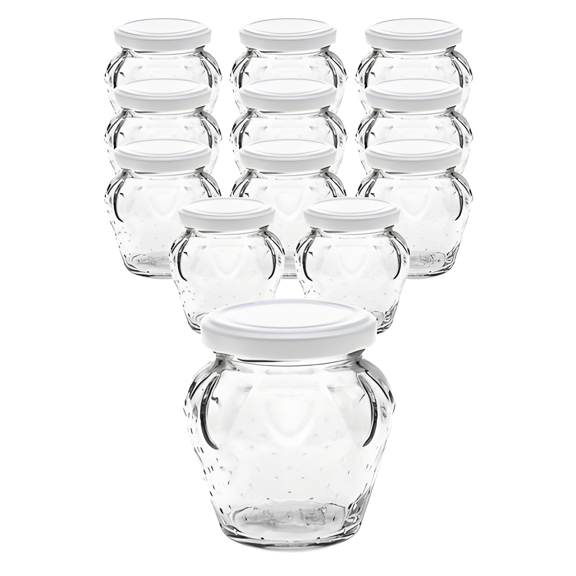 12er Set Erdbeerglas 230 ml mit Deckel weiß