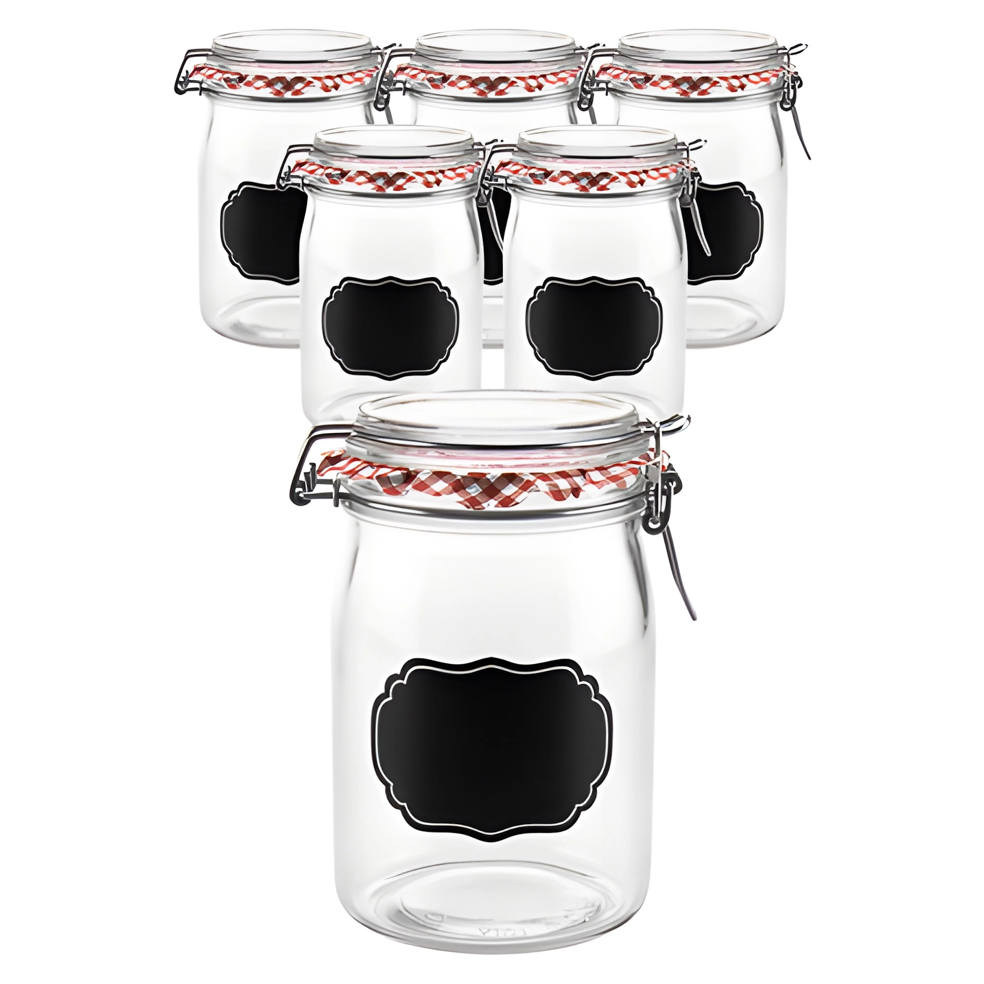6er Set Bügelglas 'Ermetico' 1000 ml mit Tafel