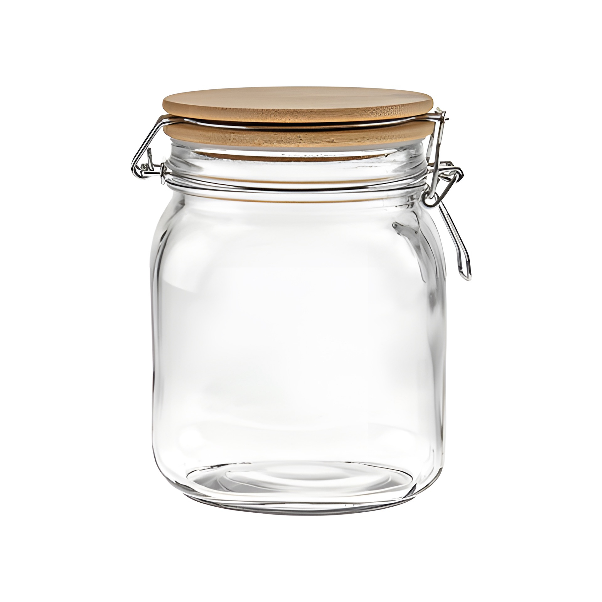 Bügelglas 1000 ml eckig mit Bambusdeckel