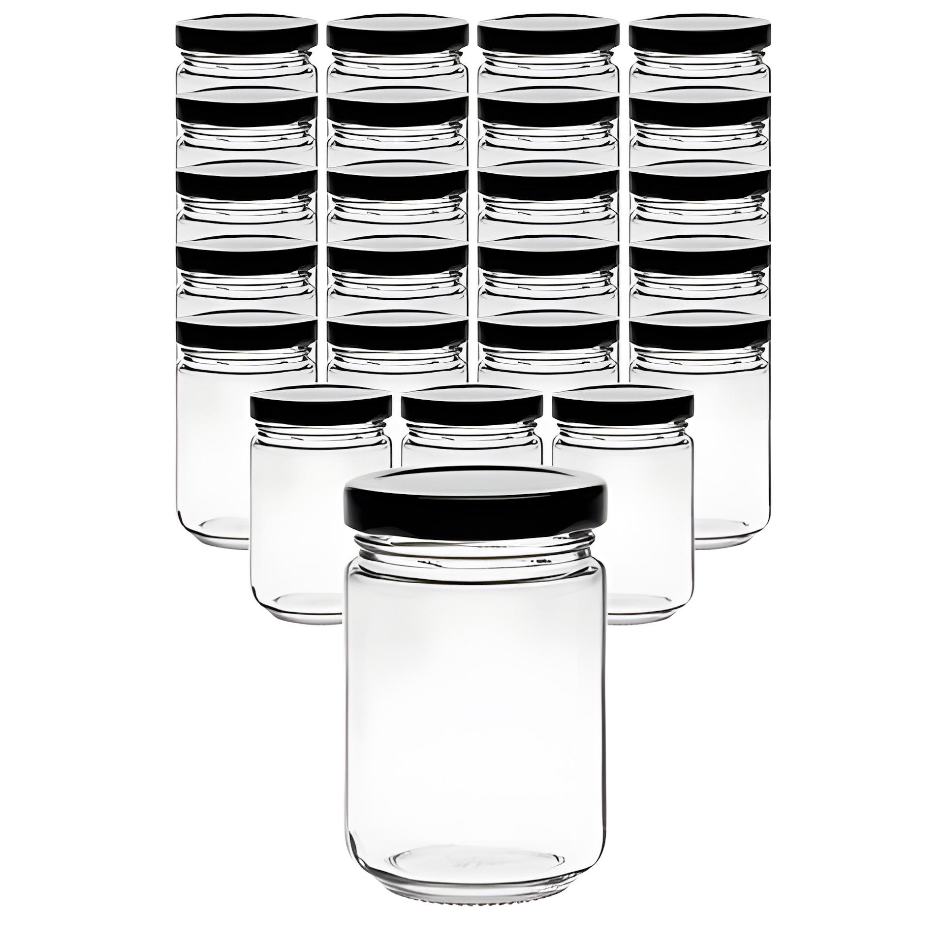 24er Set Rundglas 156 ml mit Deckel schwarz