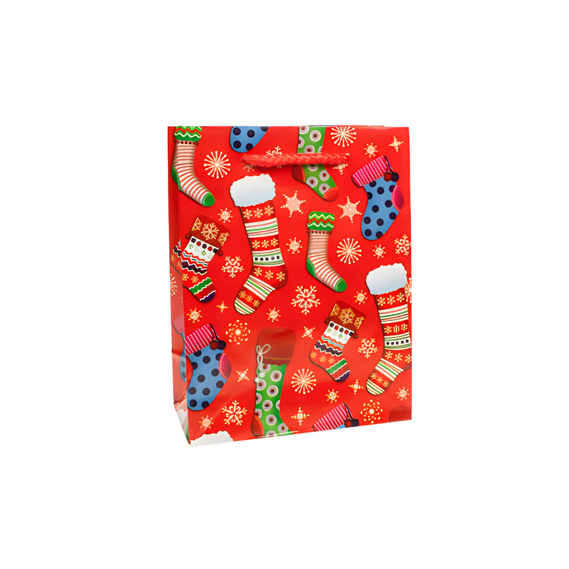 Geschenktüte 'Weihnachtssocken' rot, klein
