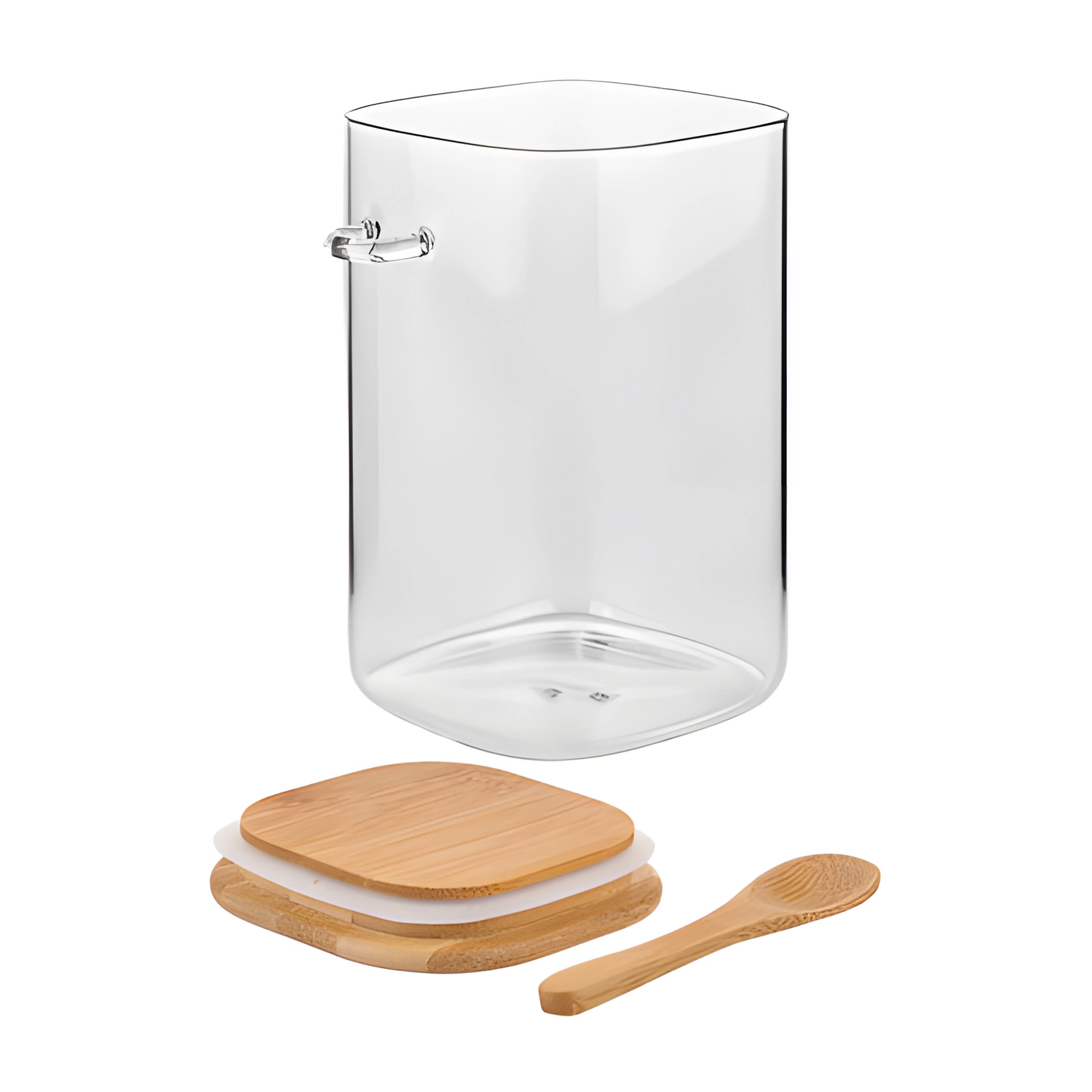 Vorratsglas 1100 ml eckig mit Bambusdeckel