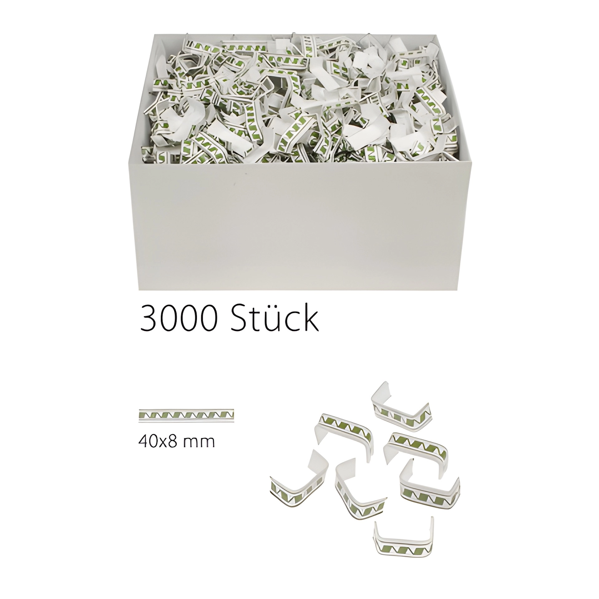 U-Clips 40 x 8 mm grün-weiß, 3000 Stück