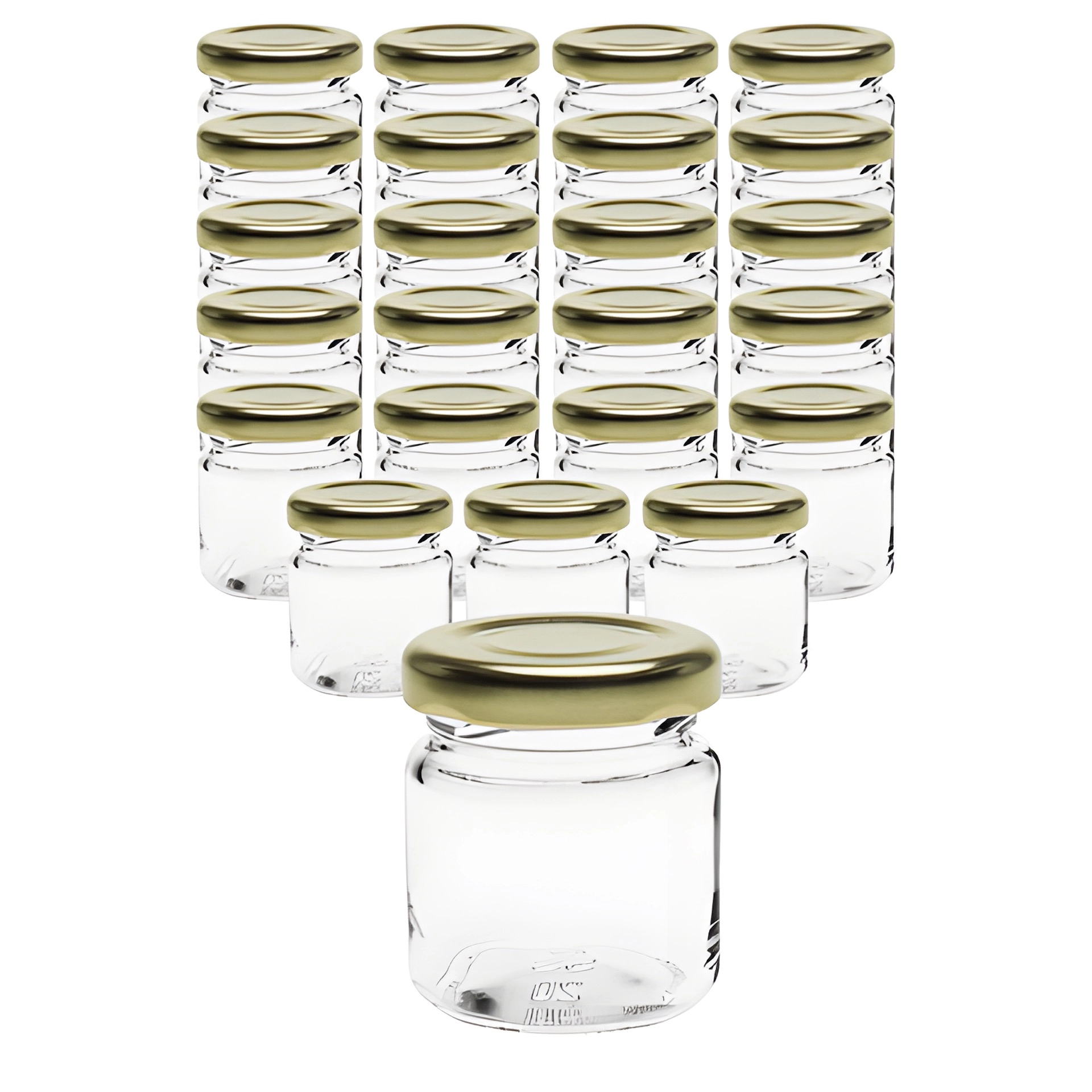 24er Set Rundglas 53 ml mit Deckel gold