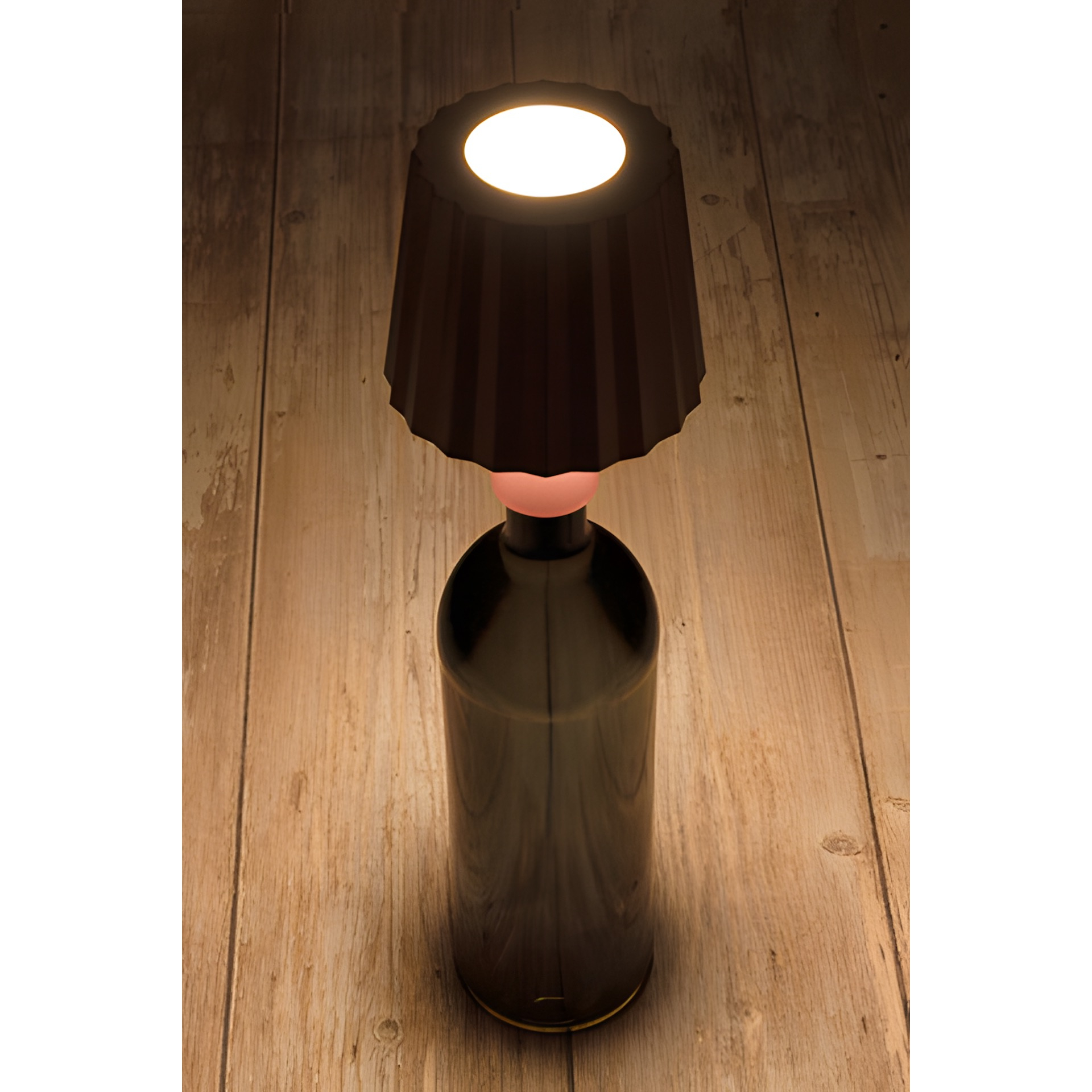 LED Flaschenlampe mit Touchfunktion, Akku und USB, rosé