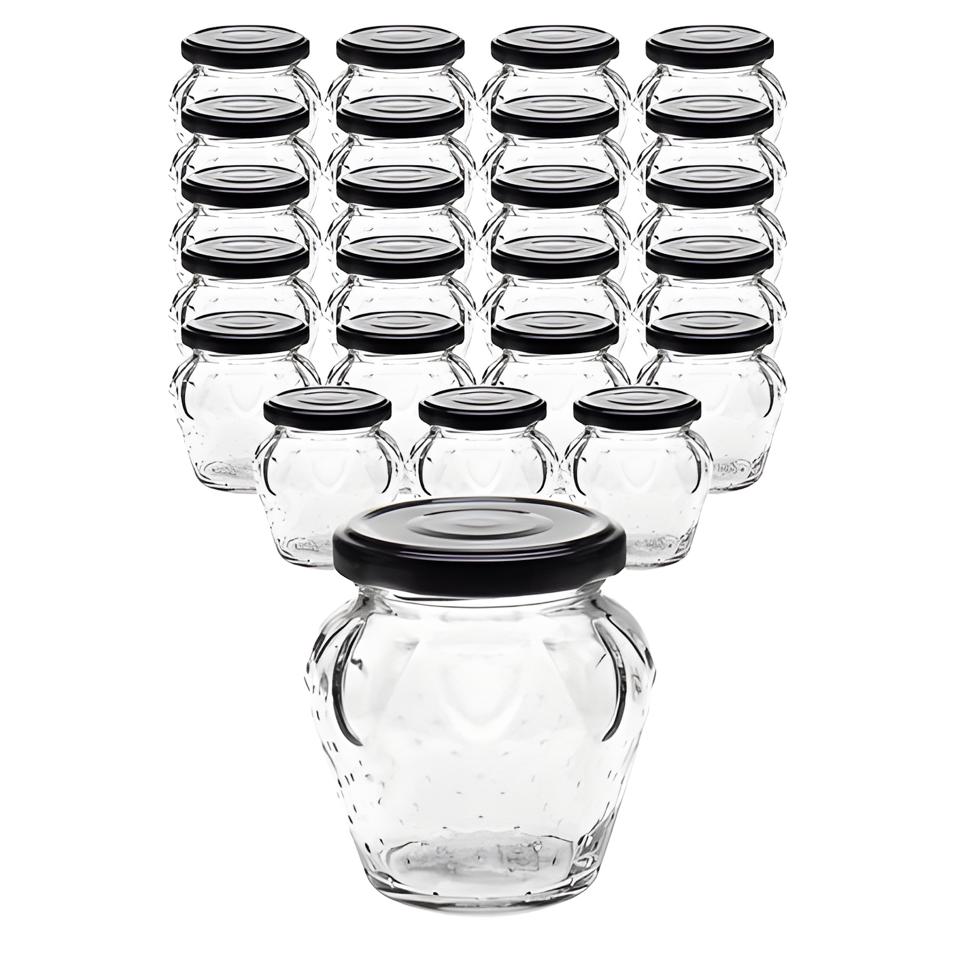 24er Set Erdbeerglas 230 ml mit Deckel schwarz