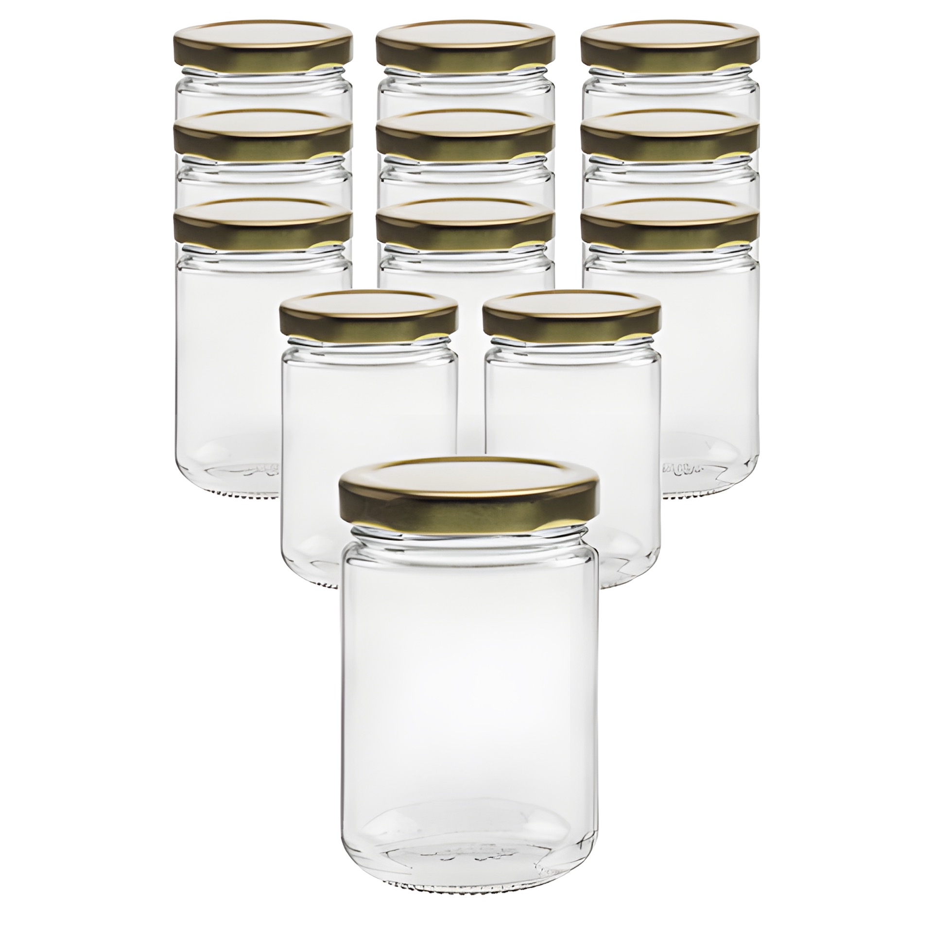 12er Set Rundglas 159 ml mit Deckel gold