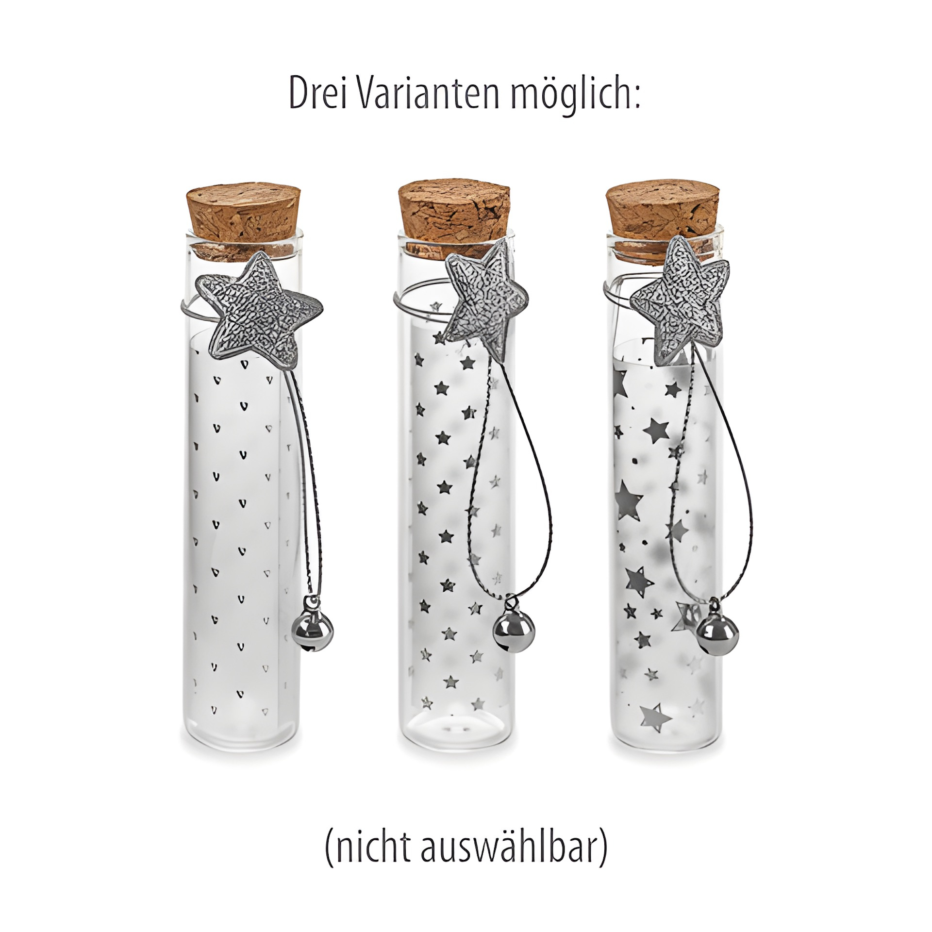 Glasröhrchen 'Stern' mit Glöckchen