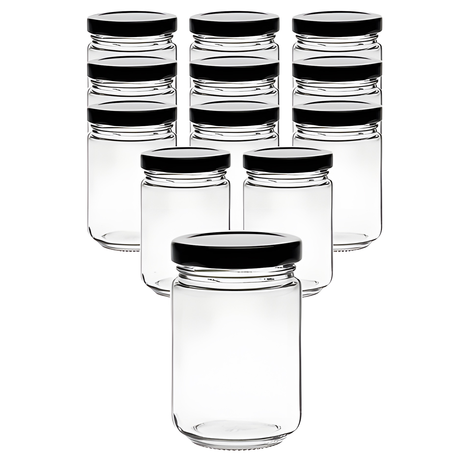 12er Set Rundglas 156 ml mit Deckel schwarz