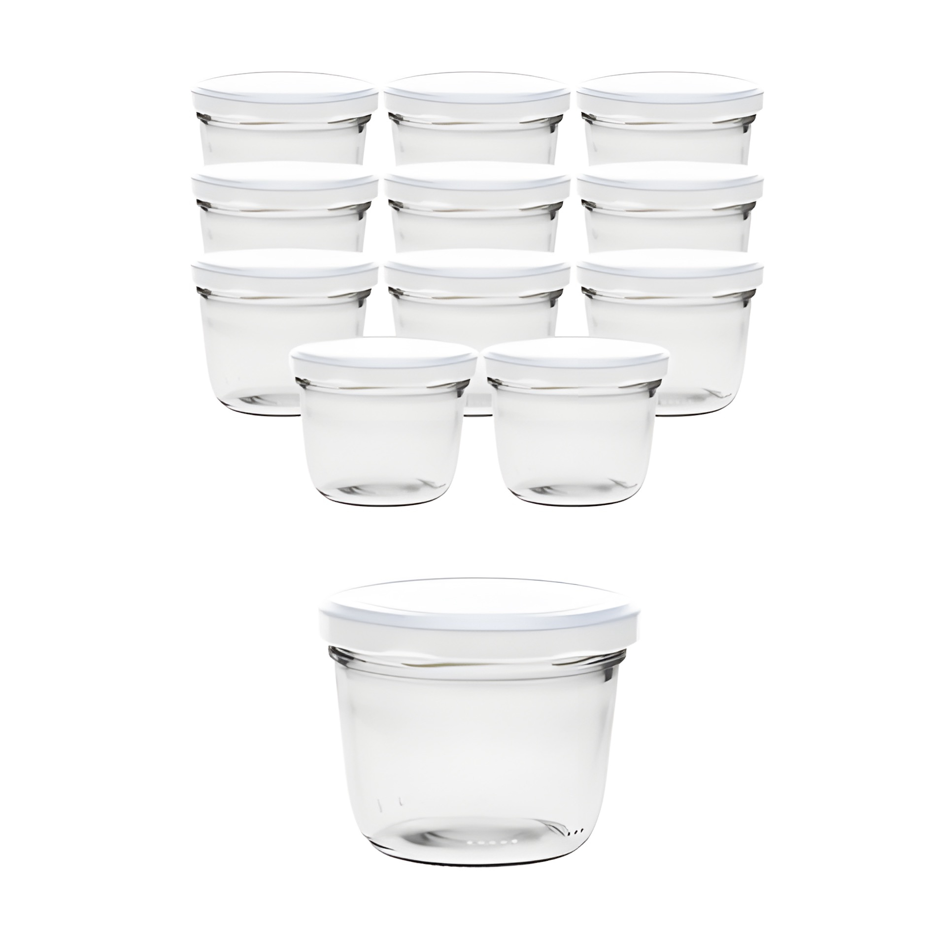 12er Set Sturzglas 230 ml mit Deckel weiß