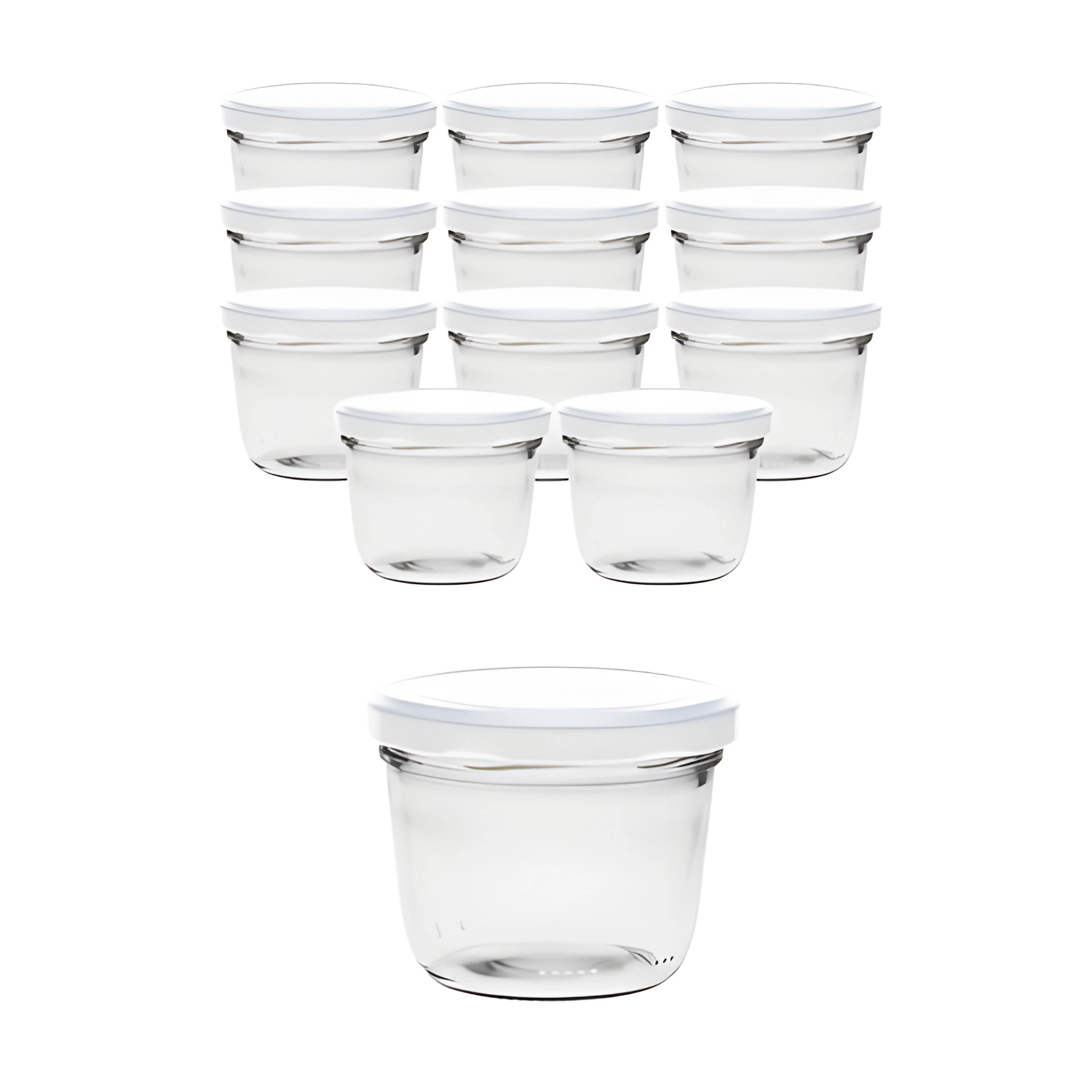 12er Set Sturzglas 230 ml mit Deckel weiß