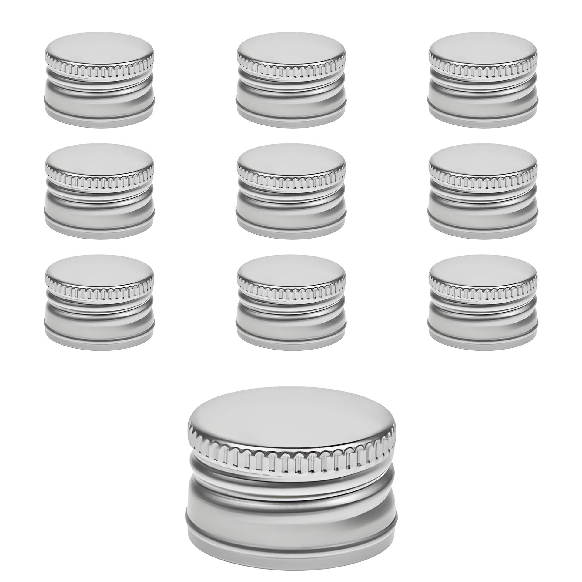 PP 31,5 silber Aluminium ohne Rollrand, 10 Stück