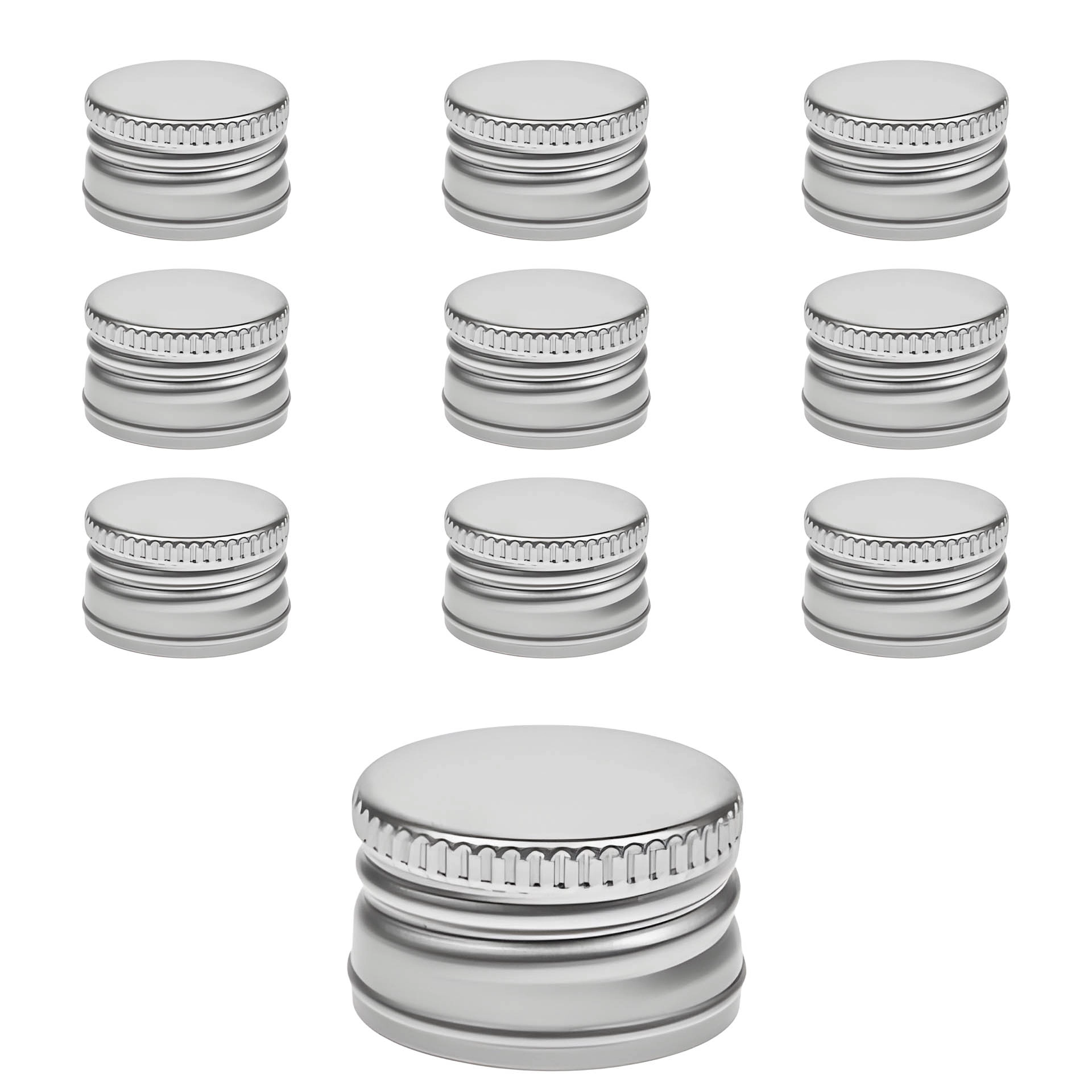 PP 31,5 silber Aluminium ohne Rollrand, 10 Stück