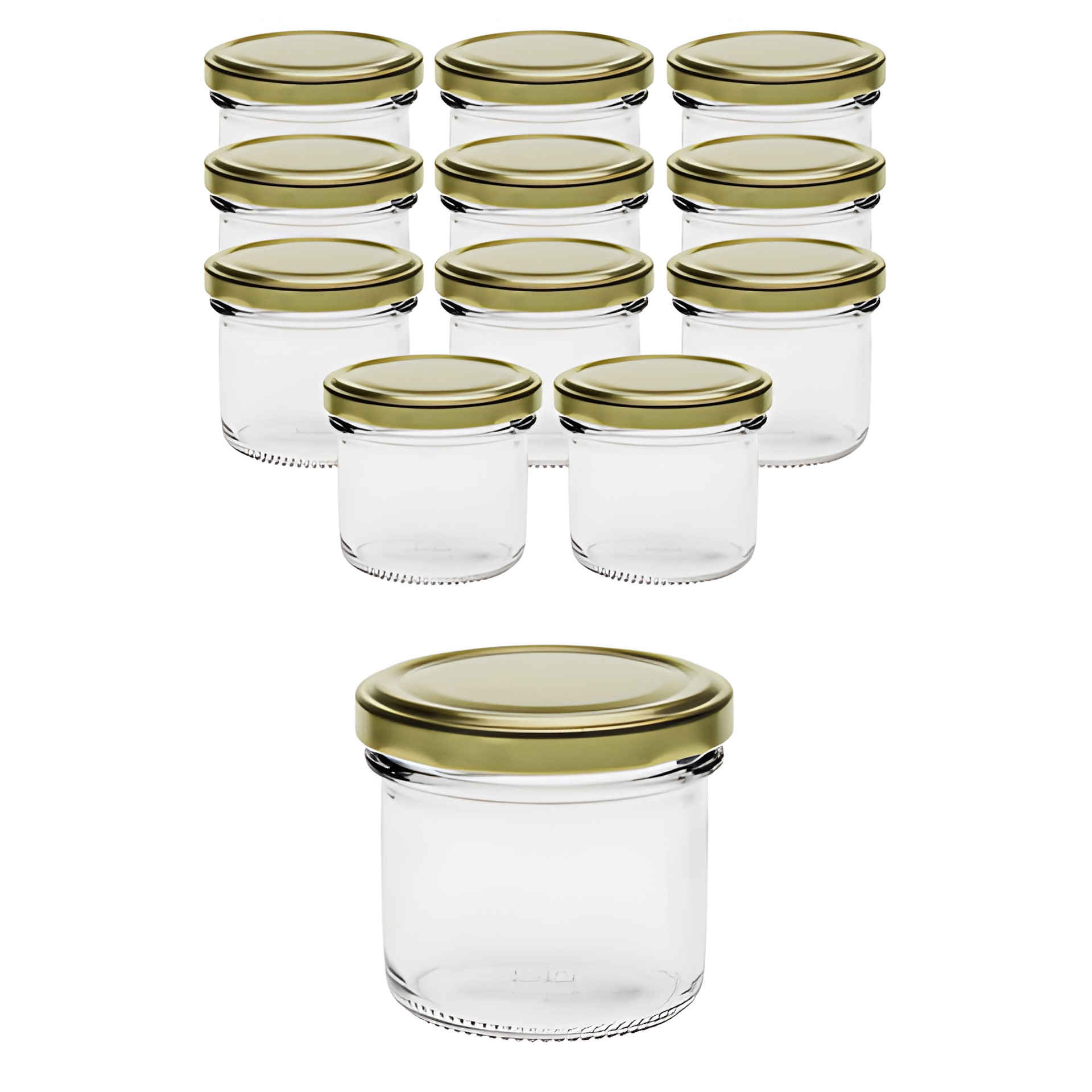 12er Set Sturzglas 125 ml mit Deckel gold