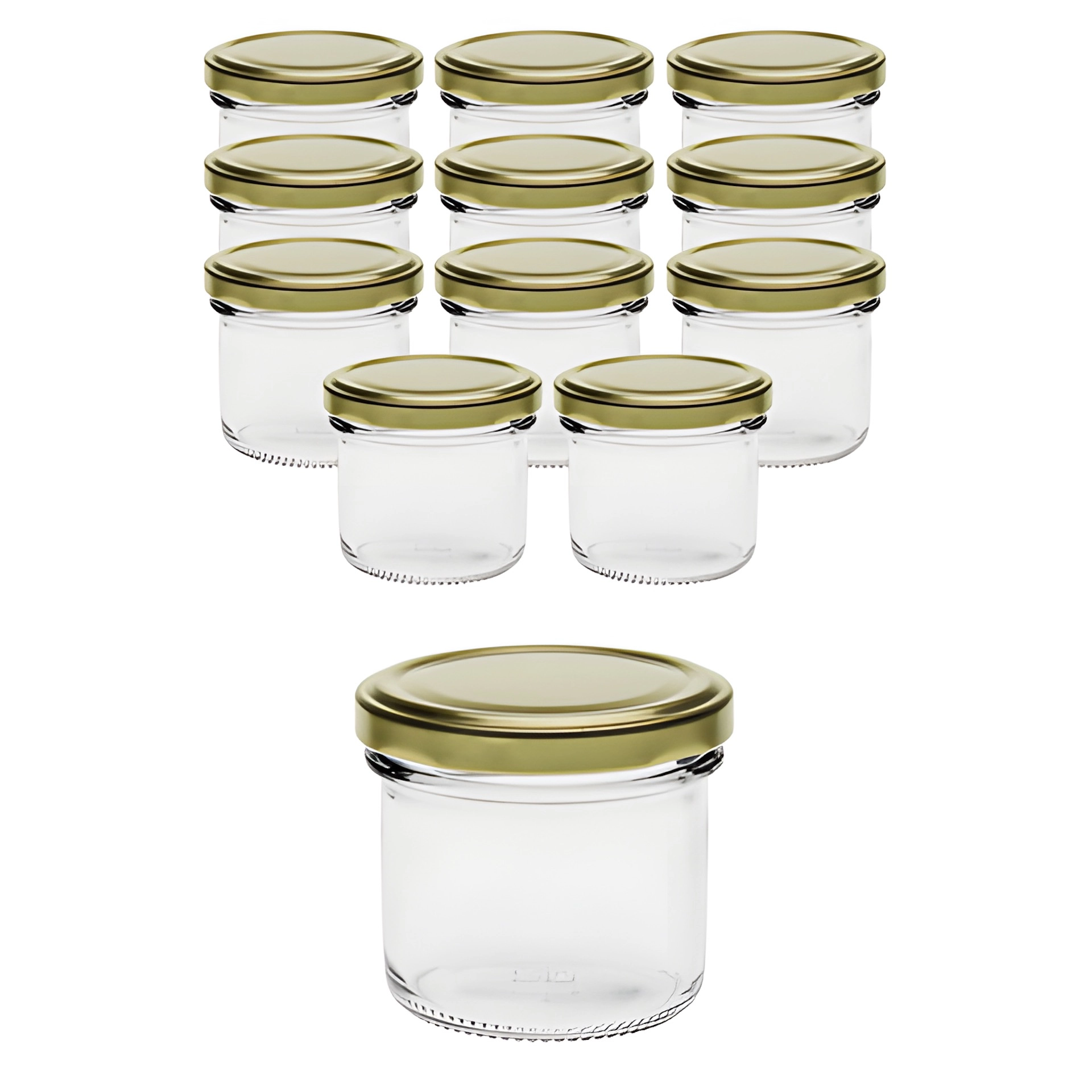 12er Set Sturzglas 125 ml mit Deckel gold