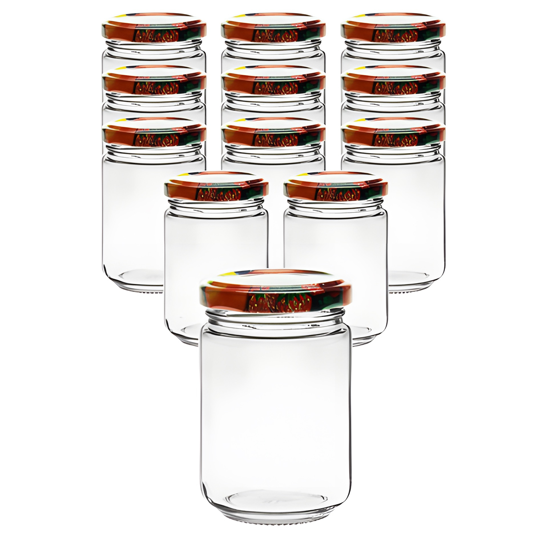 12er Set Rundglas 156 ml mit Deckel Obstdekor