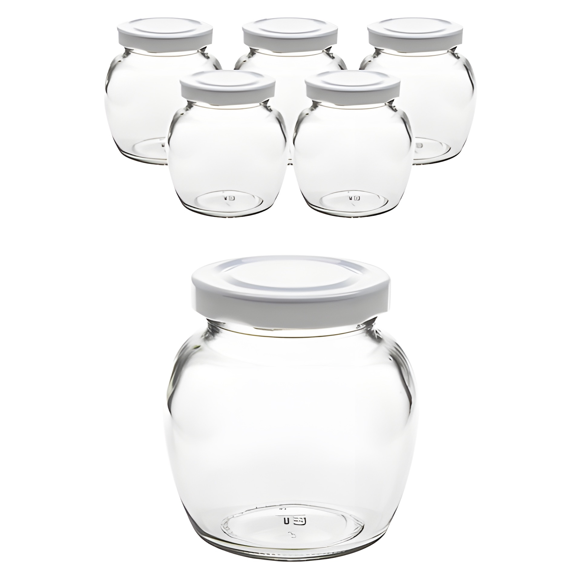6er Set Schmuckglas 212 ml mit Deckel weiß
