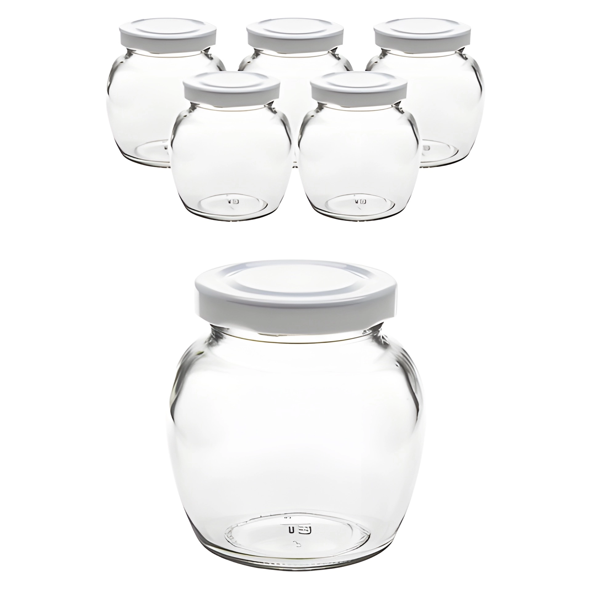 6er Set Schmuckglas 212 ml mit Deckel weiß