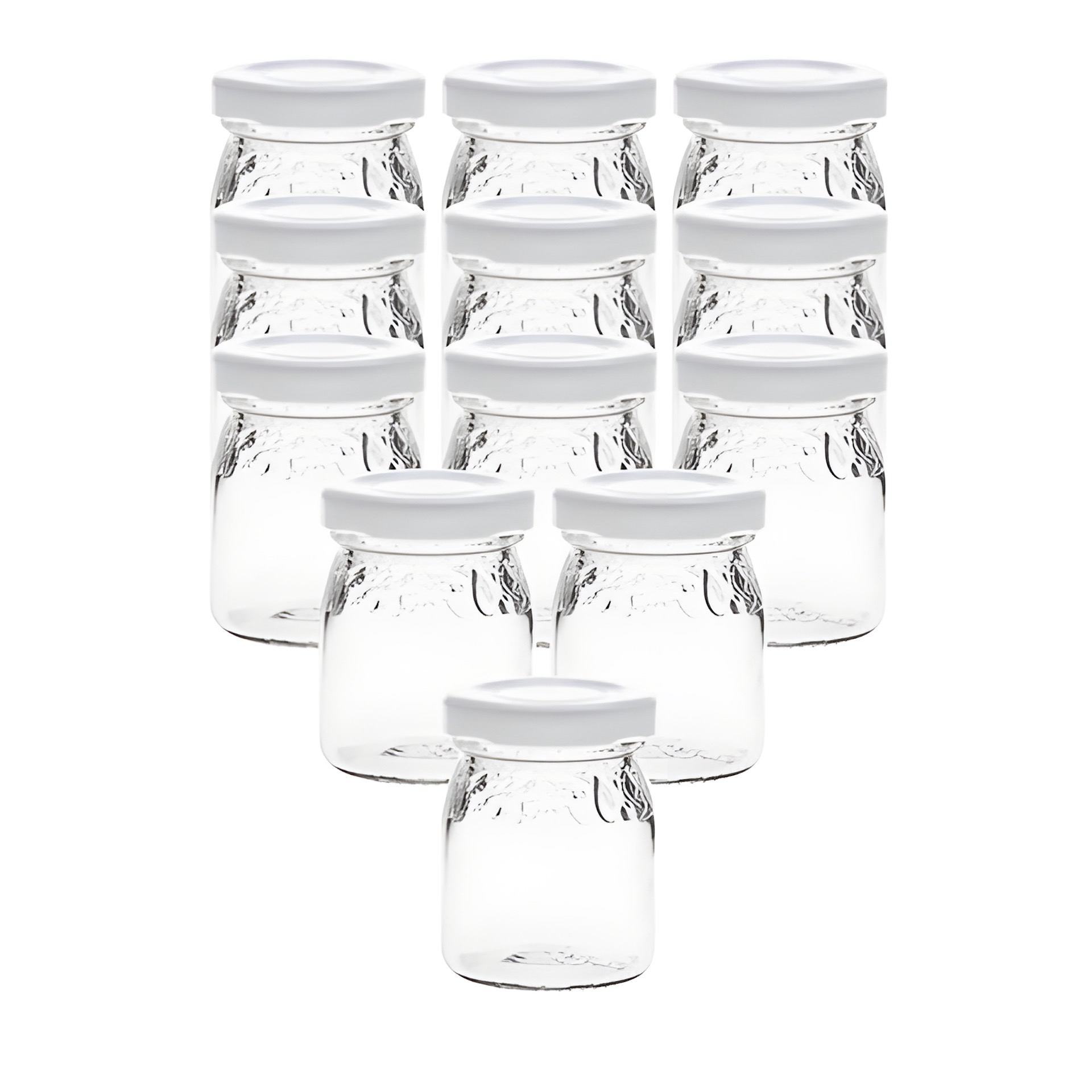 12er Set Schmuckglas 'Fruchtdekor' 50 ml mit Deckel weiß