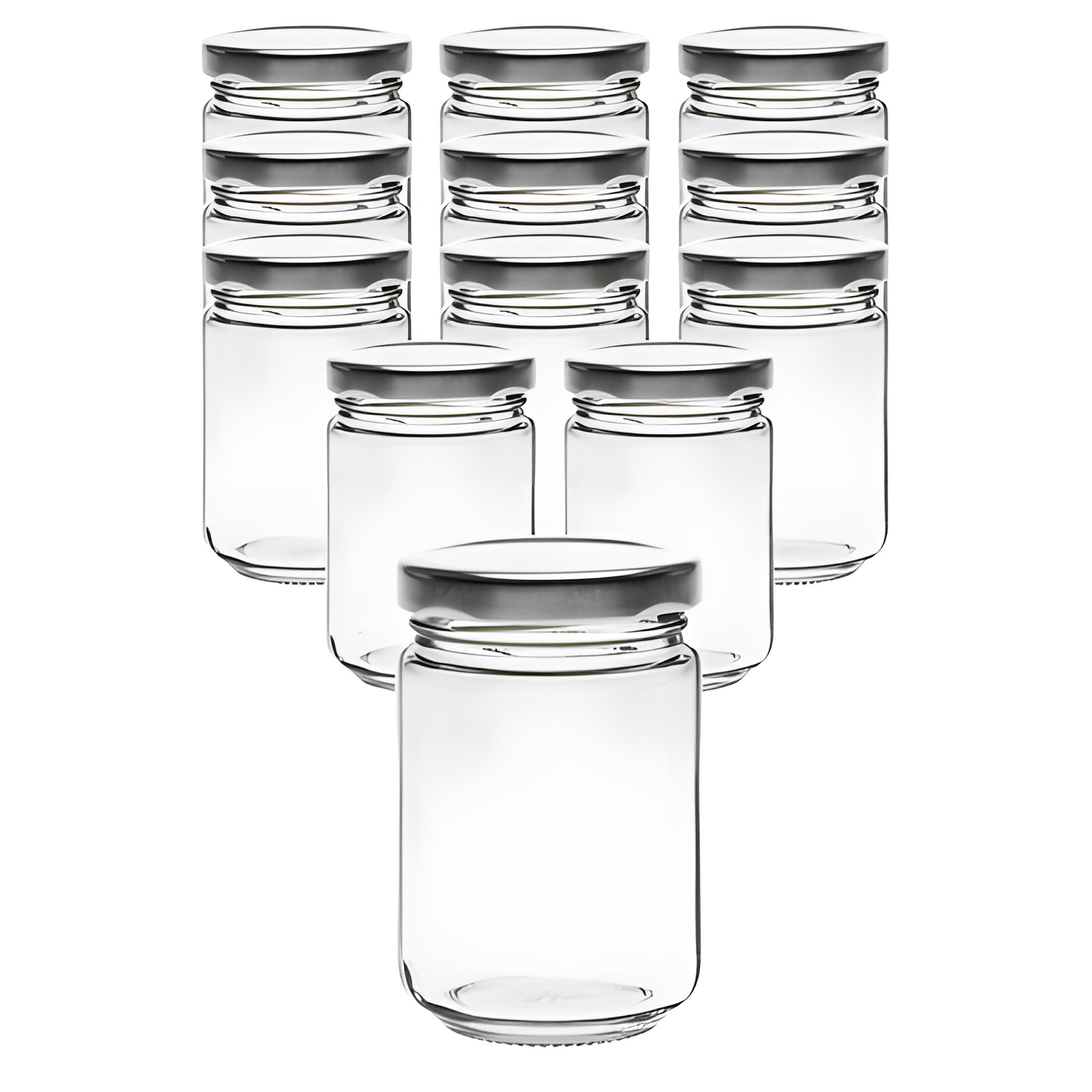 12er Set Rundglas 156 ml mit Deckel silber