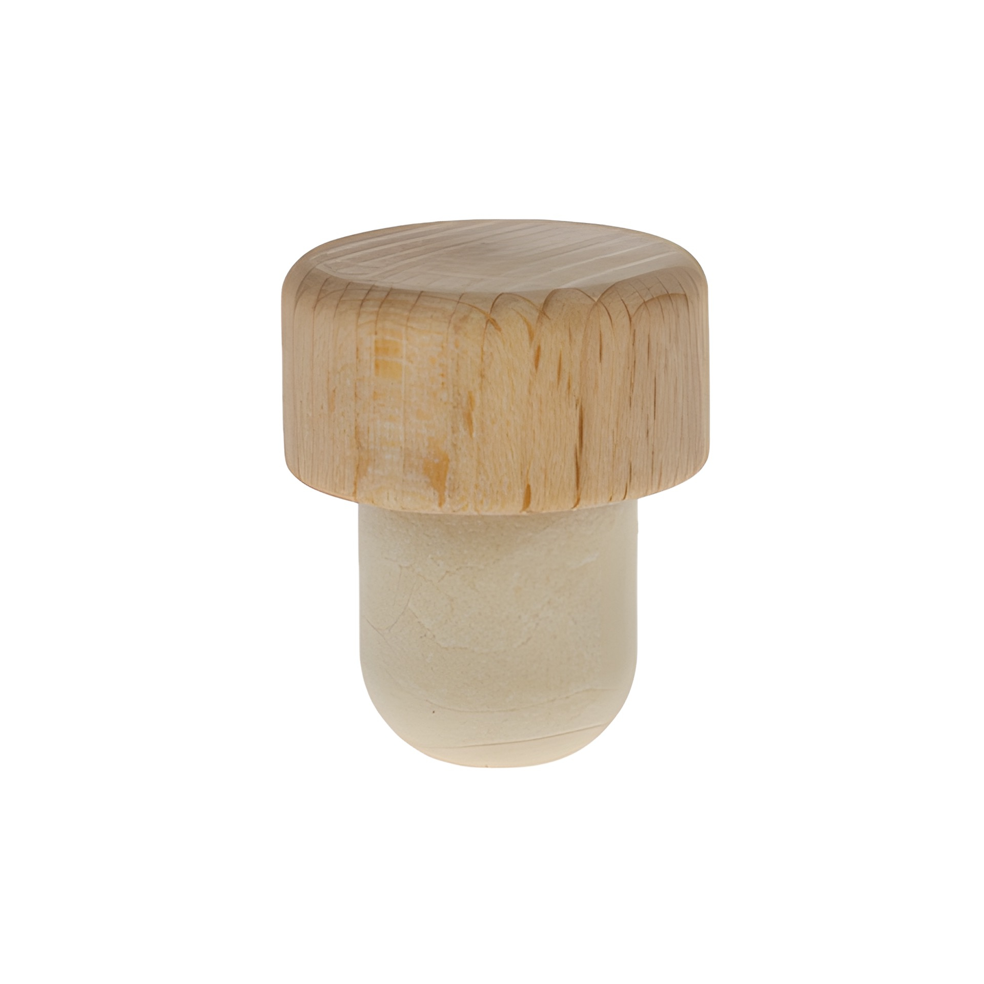 PE-Stopfen 19 mm gespritzt mit Holzscheibe Ø 29 mm