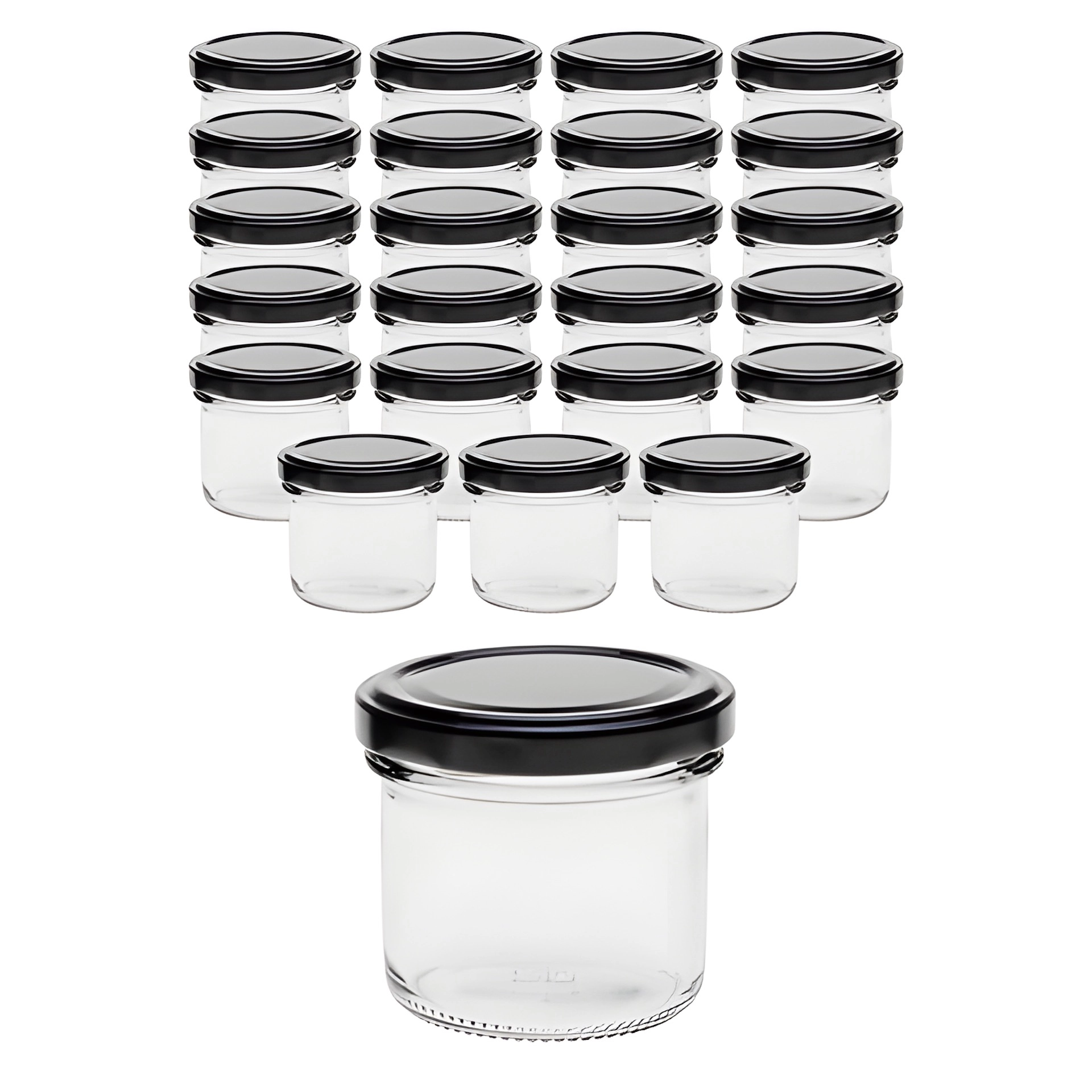 24er Set Sturzglas 125 ml mit Deckel schwarz