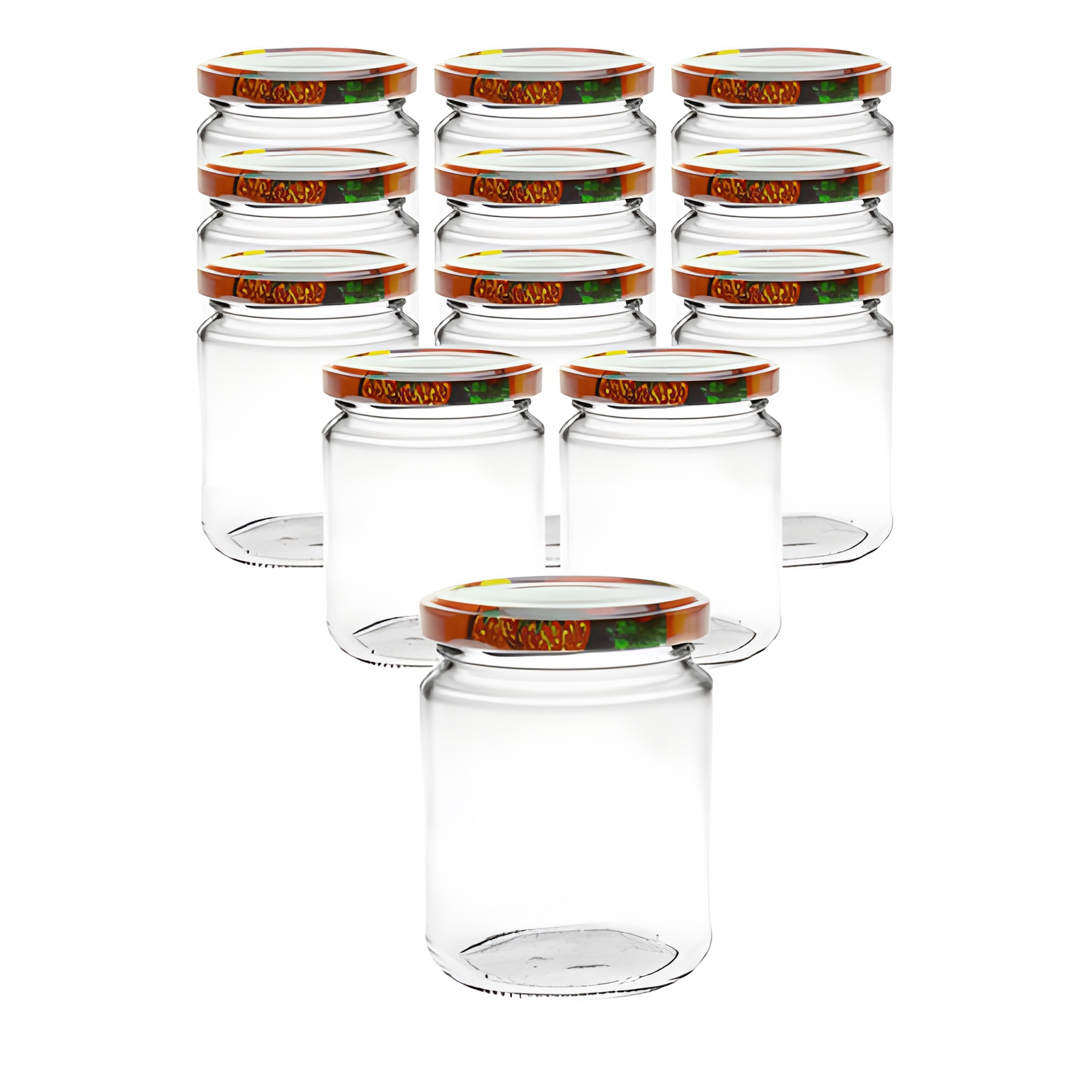 12er Set Rundglas 275 ml mit Deckel Obstdekor