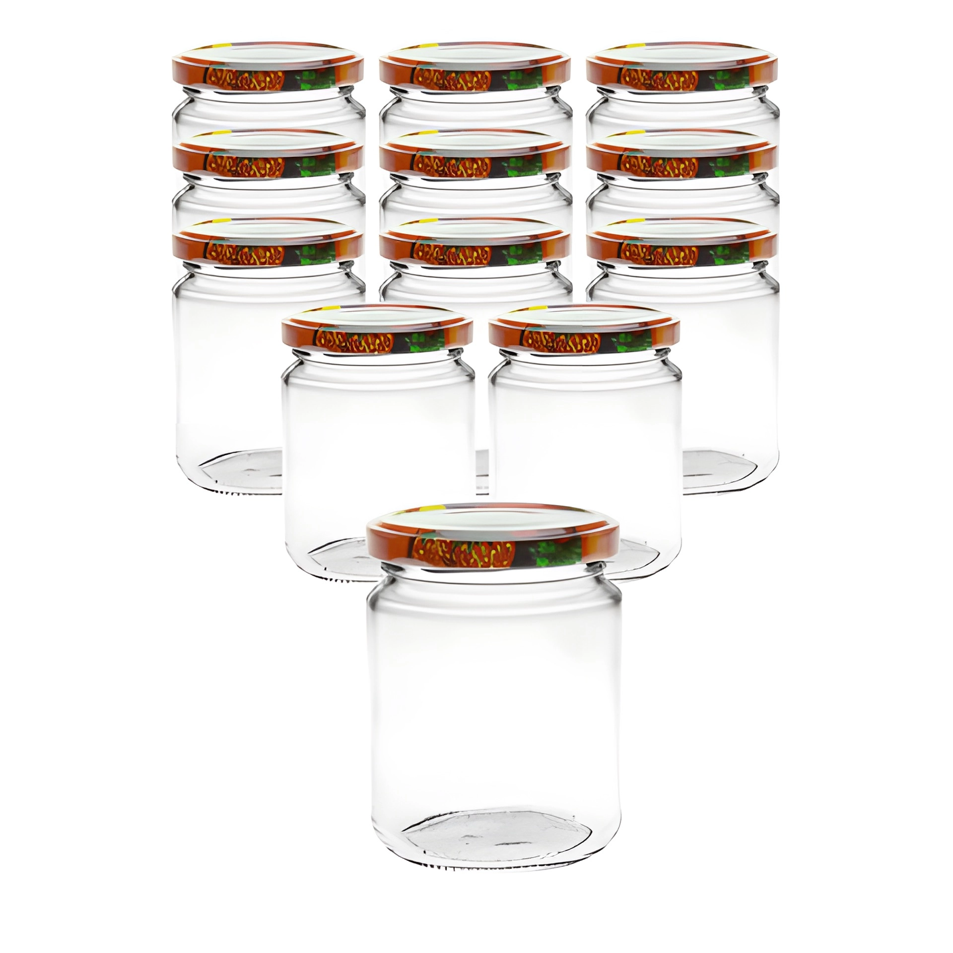 12er Set Rundglas 275 ml mit Deckel Obstdekor
