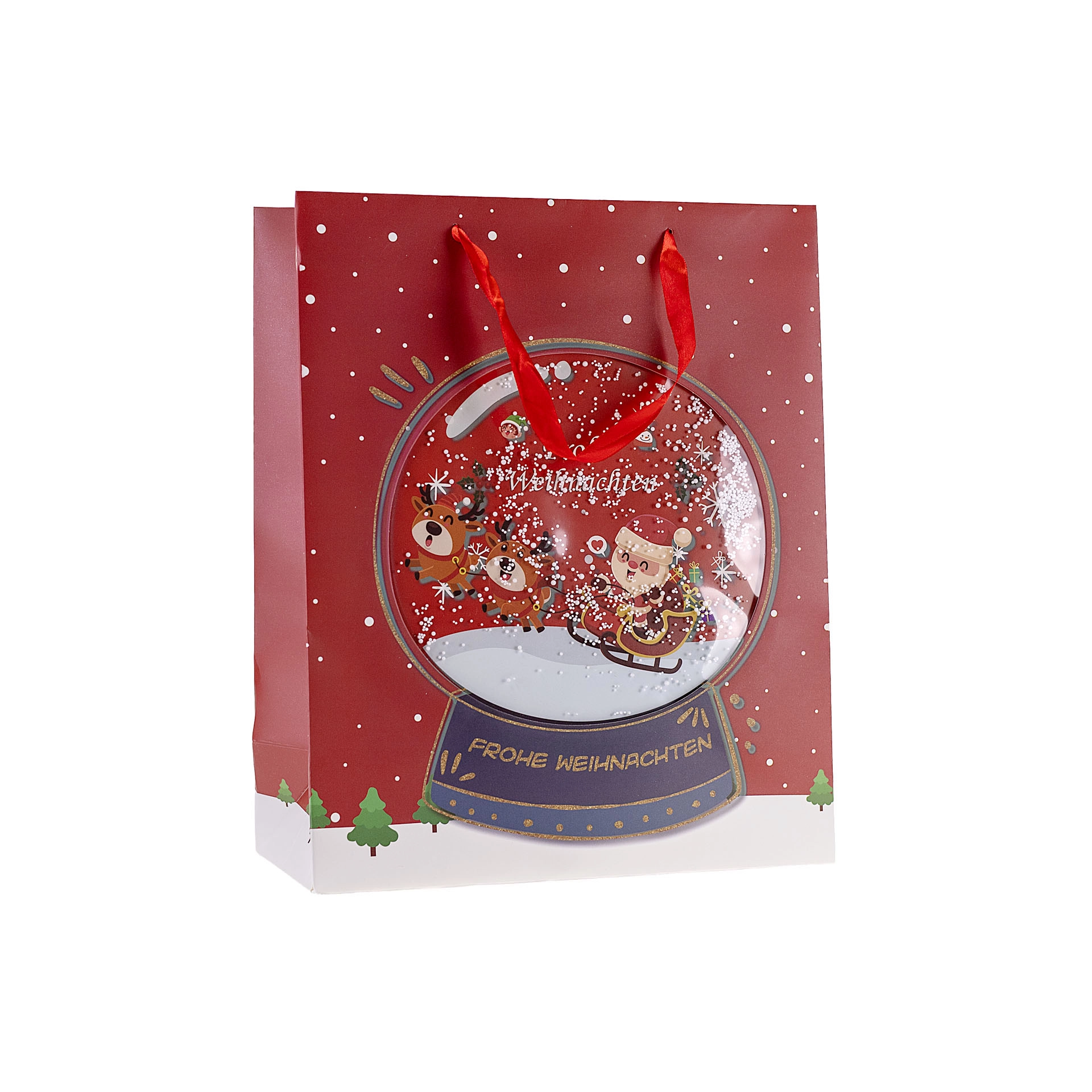 Geschenktüte 'Schneekugel' rot, groß